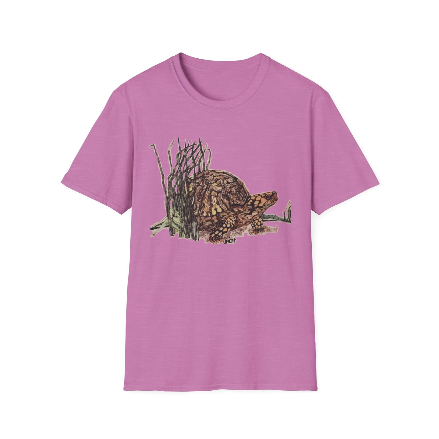 Custom Pen and Ink Artwork, Nature Scene Tee-Shirt - "Turtle Run"