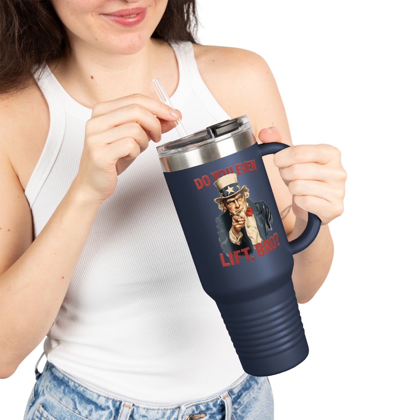 "Do You Even Lift, Bro?" Uncle Sam Travel Mug | 40oz Insulated Tumbler