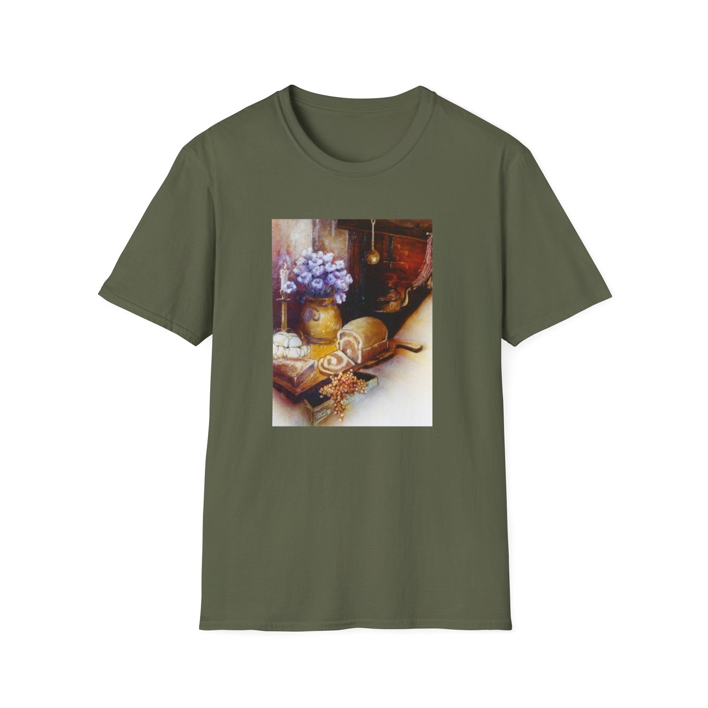 Charming 1960s-Era Original Art Tee Shirt - "Countryside Hearth"