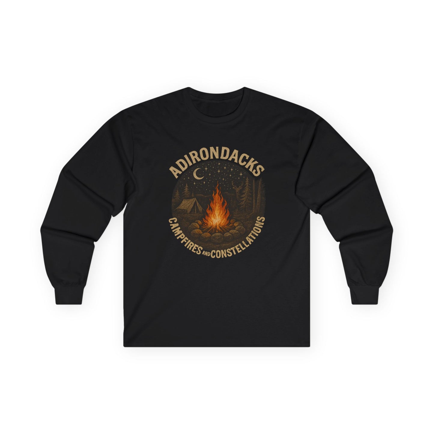 Adirondack Outdoorsman Long Sleeve Tee - "Campfires & Constellations"