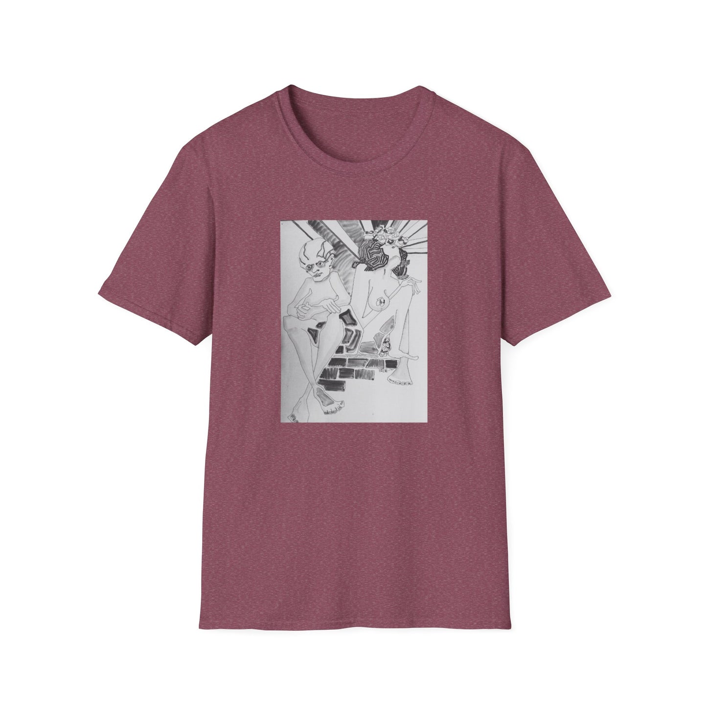 Authentic 1960s Pen and Ink Graphic Tee-Shirt - "Quest for a Smile"