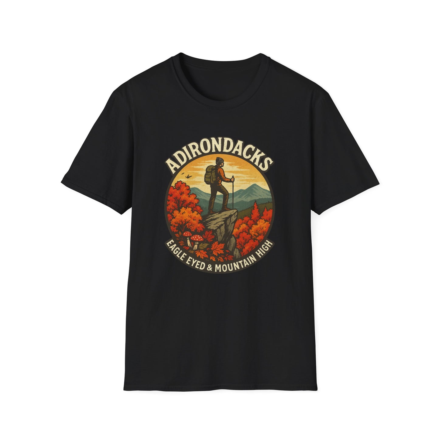 Adirondack Adventure Softstyle Hiking Tee - "Eagle Eyed & Mountain High"