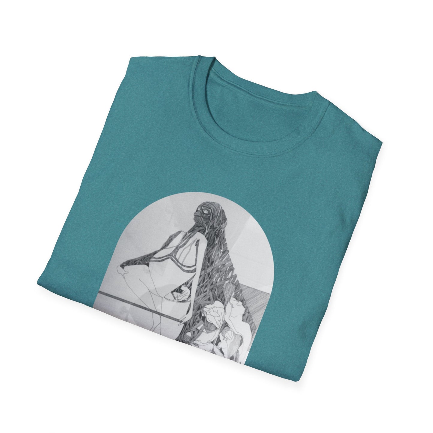 Creative and Whimsical 1960s Pen and Ink Art Tee- "Runes of Regret"