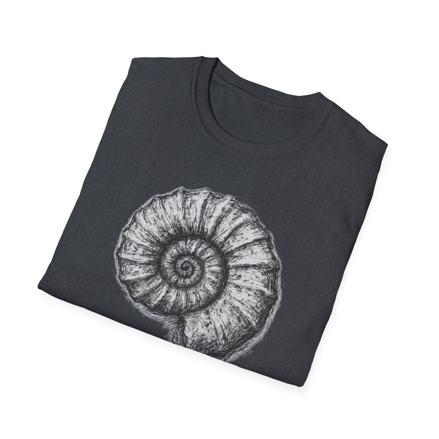 Ammonite Fossil-Inspired Graphic Tee-Shirt