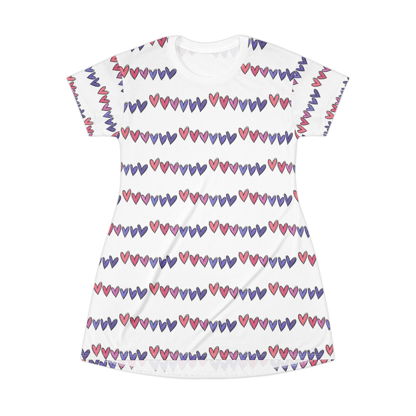 Cute Heart-Pattern Tee-Shirt Bed Dress