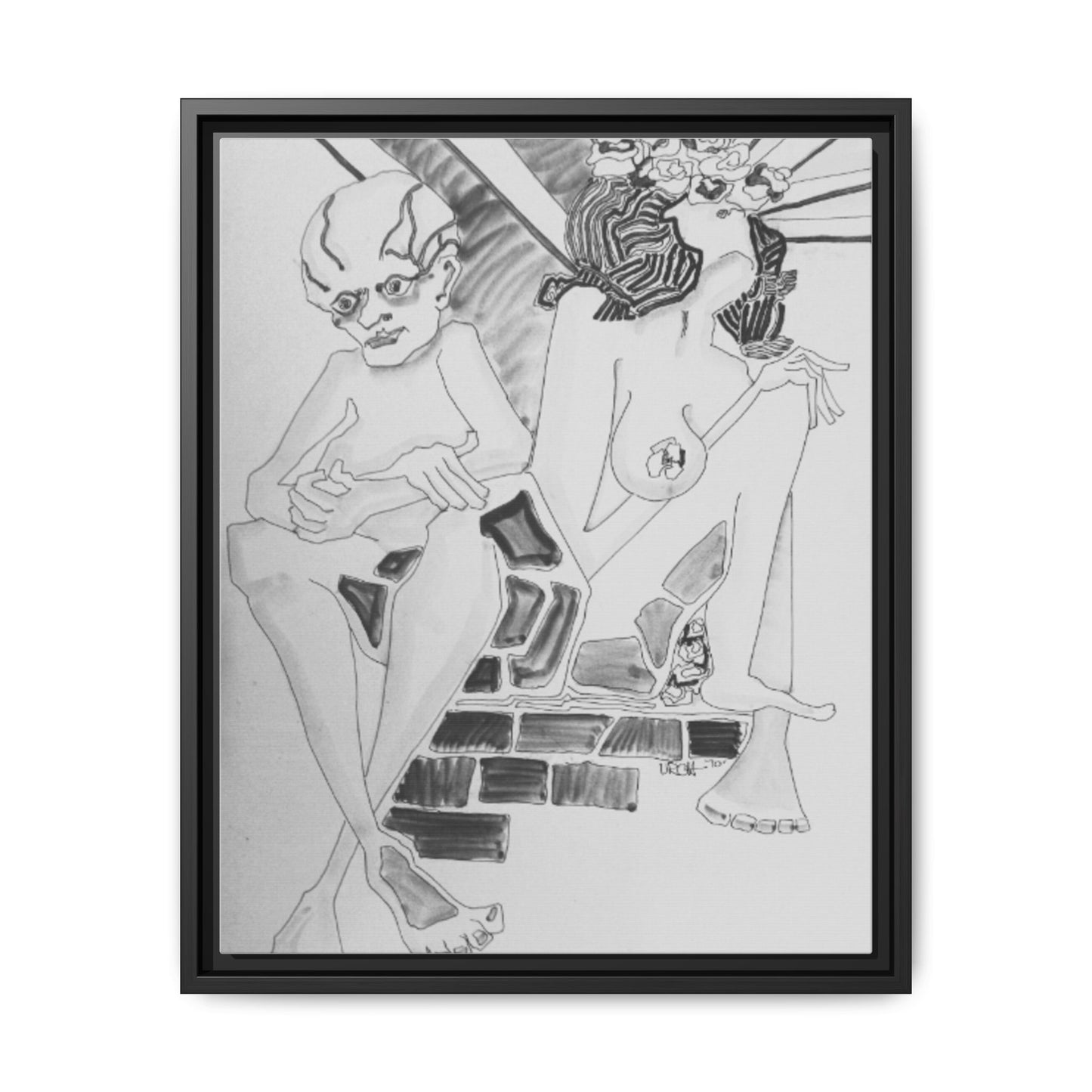 Authentic 1960s Pen & In Artwork - "Quest for a Smile"