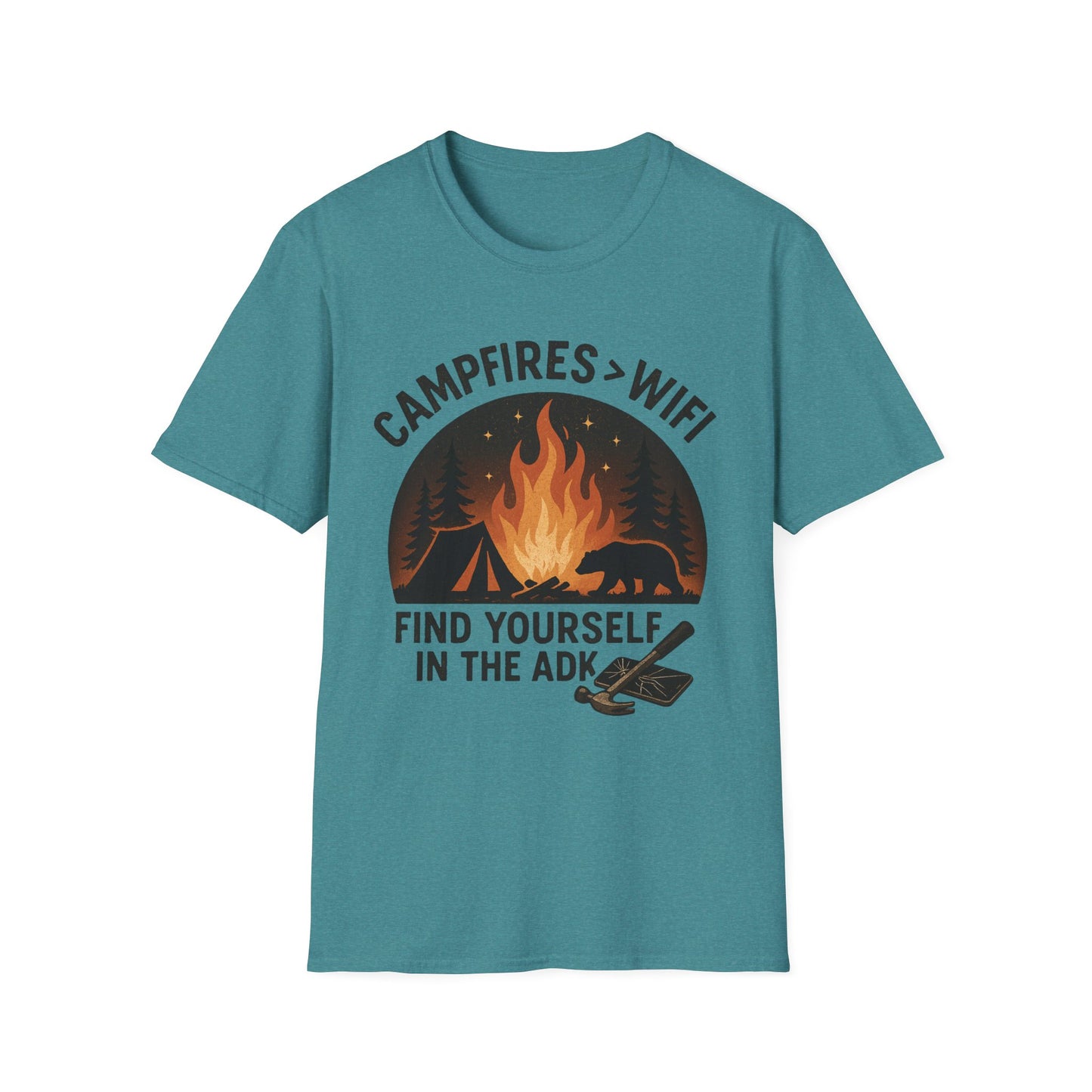 Campfire Over Wifi Vibes Graphic Tee-Shirt