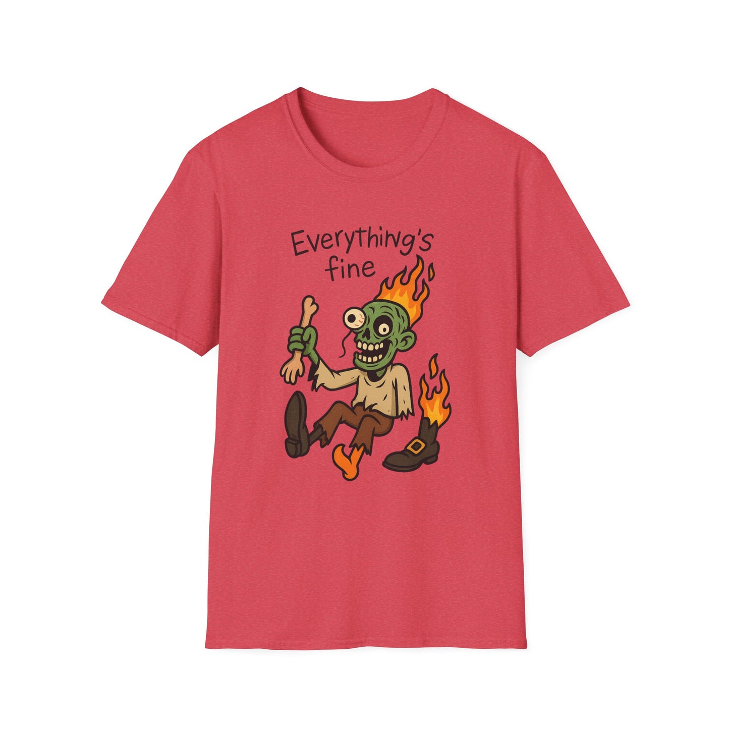 Humorous Halloween Ghoul Graphic Tee Shirt - "Everything's Fine", when it's not