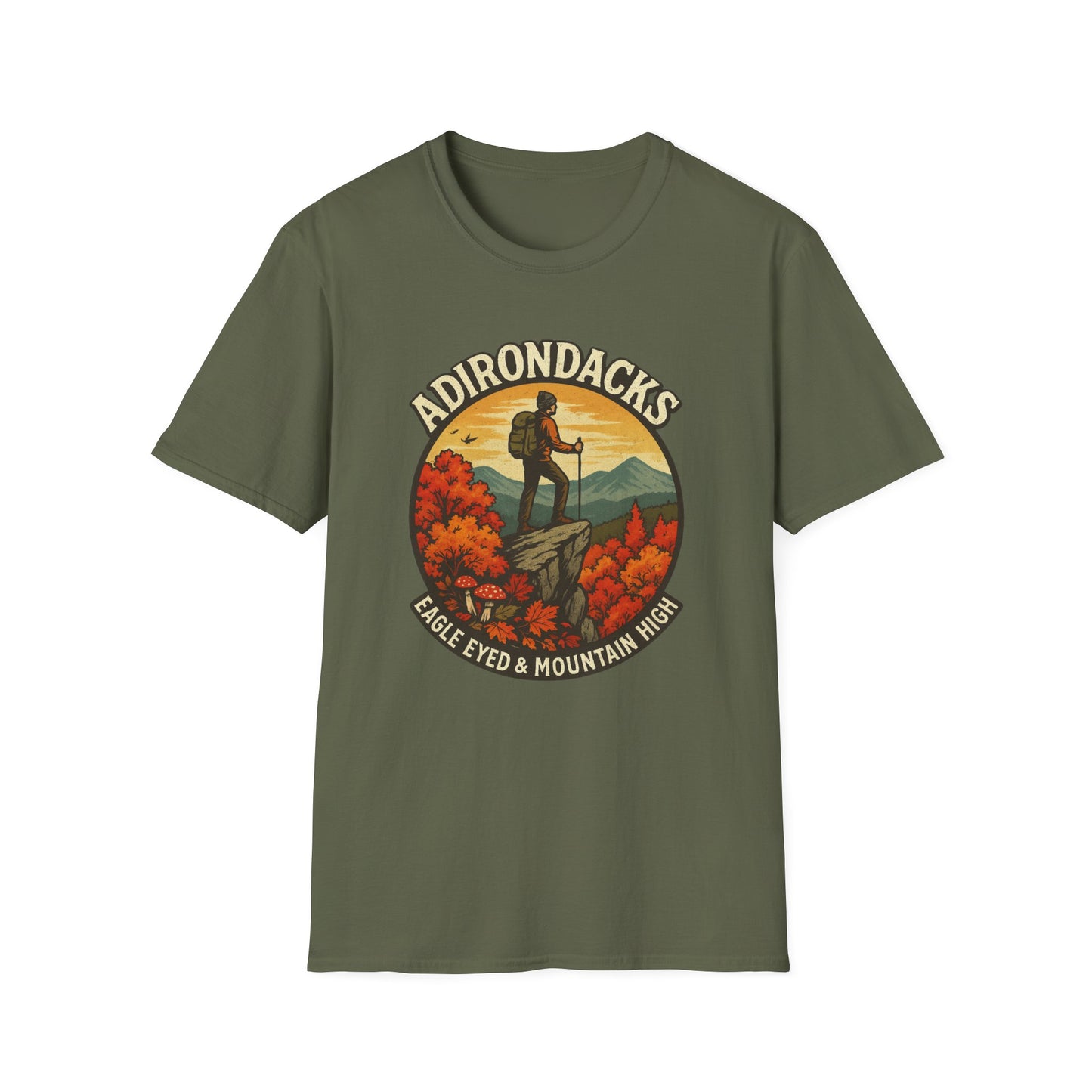 Adirondack Adventure Softstyle Hiking Tee - "Eagle Eyed & Mountain High"
