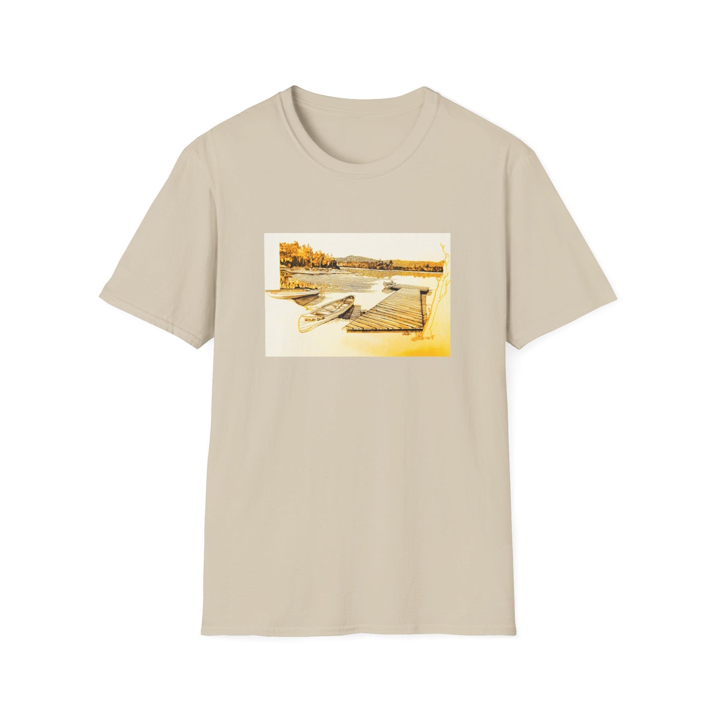 Vintage 1960s Art Tee Shirt - "Adirondack Wooded Fishing Club"