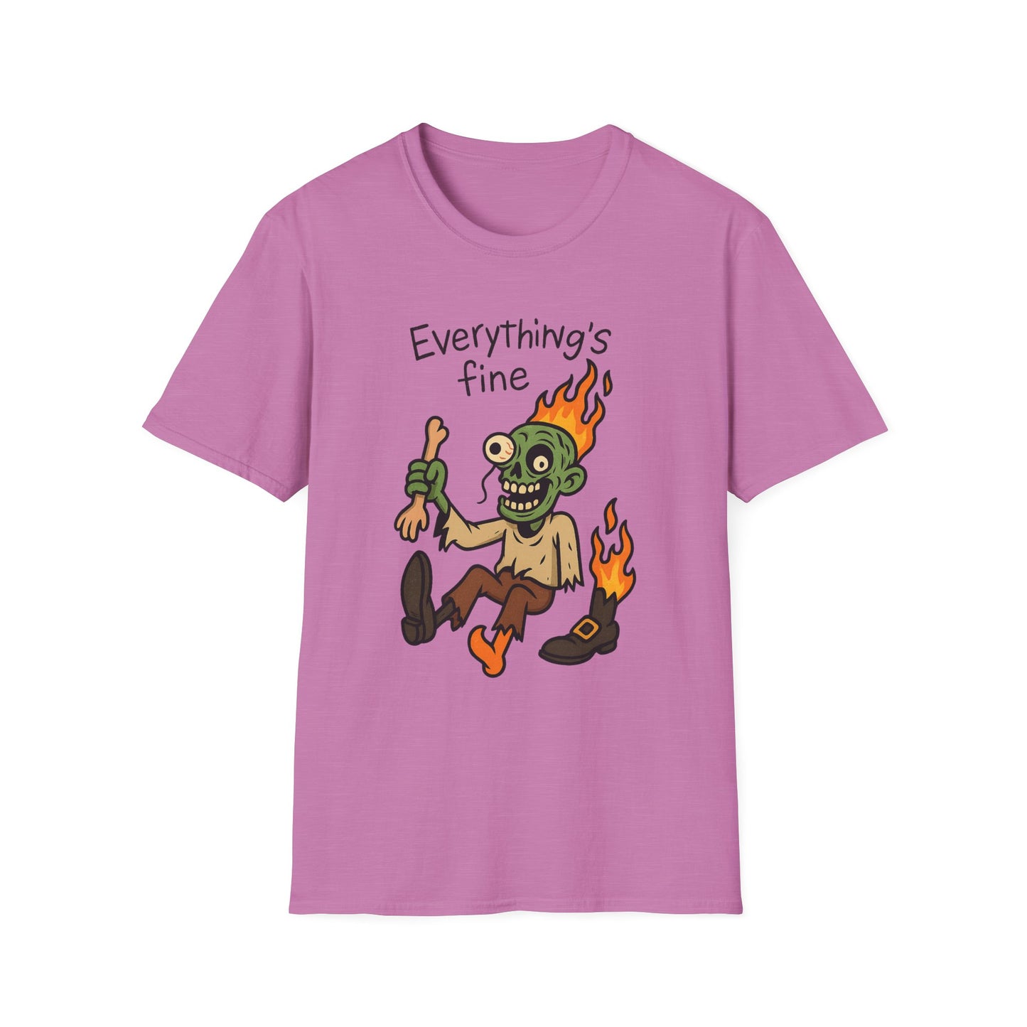Humorous Halloween Ghoul Graphic Tee Shirt - "Everything's Fine", when it's not