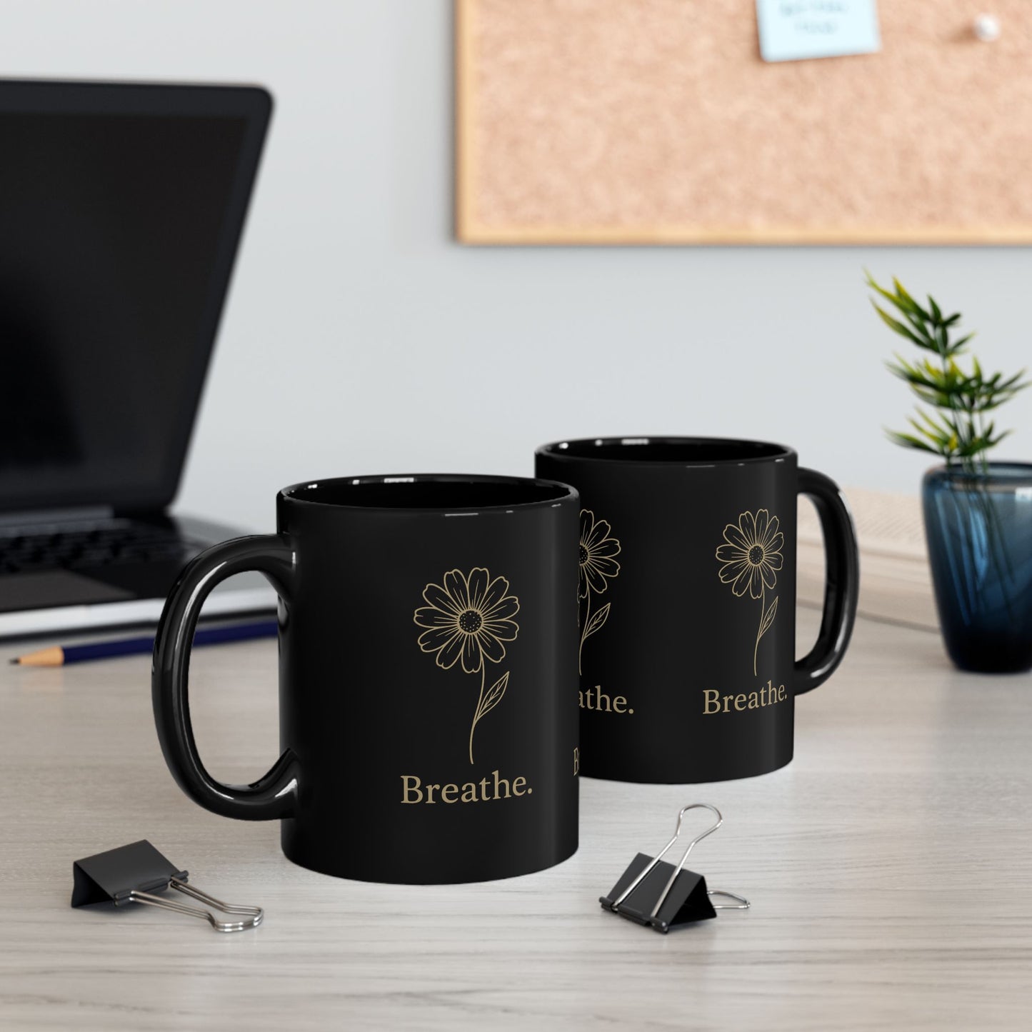 Elegant Black Mug with 'Breathe.' Design, Perfect for Relaxation, Gift for Wellness Enthusiasts, Inspirational Coffee Cup, [...]