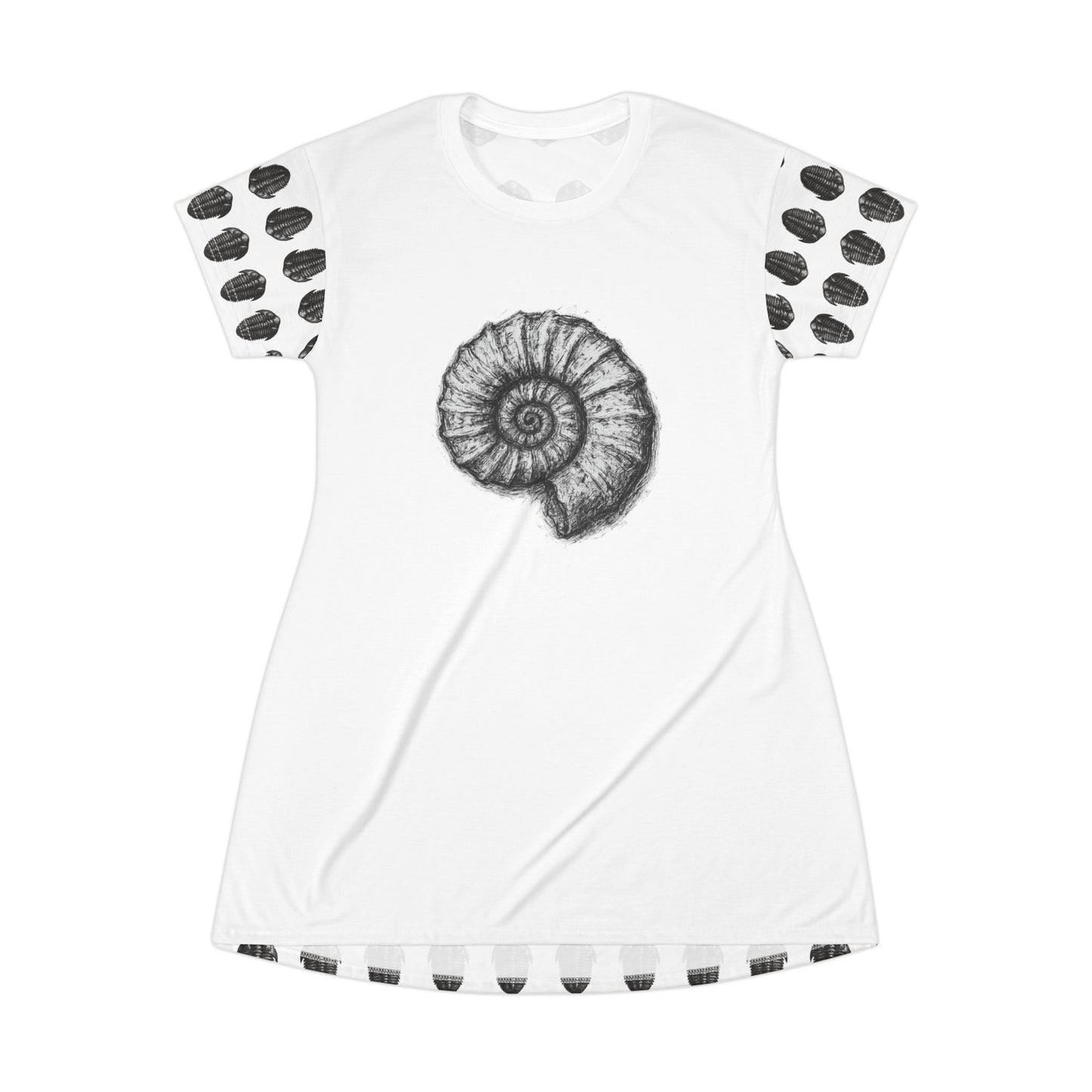 Ammonite & Trilobite Fossil Lover's Tee-Shirt Bed Dress