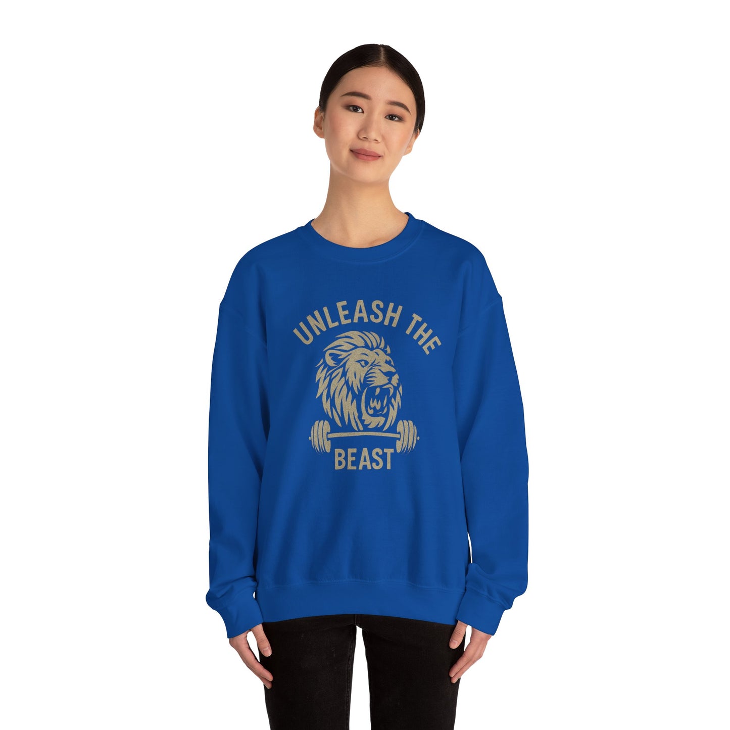 Grit Forge Athletics - Unleash the Beast Motivational Crewneck Sweatshirt