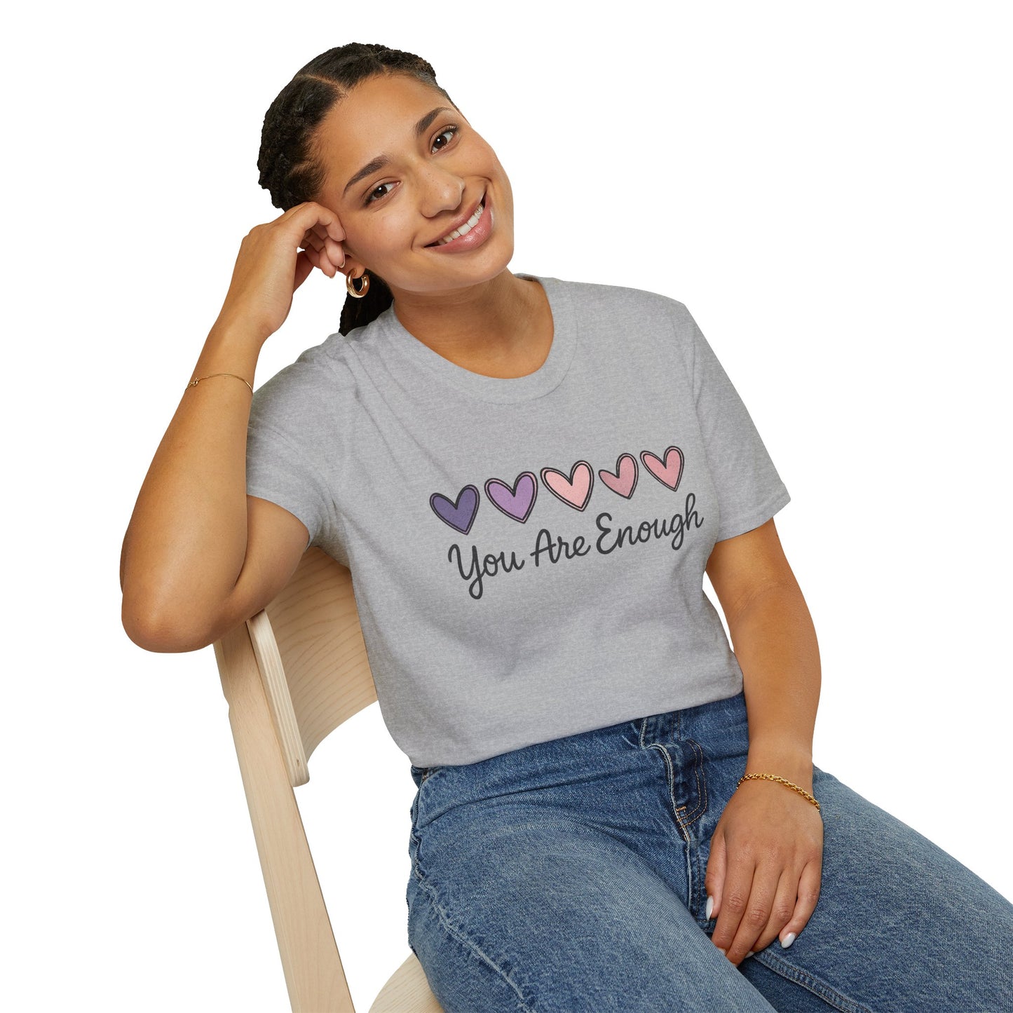 "You Are Enough" Hearts Graphic Women's Softstyle T-Shirt