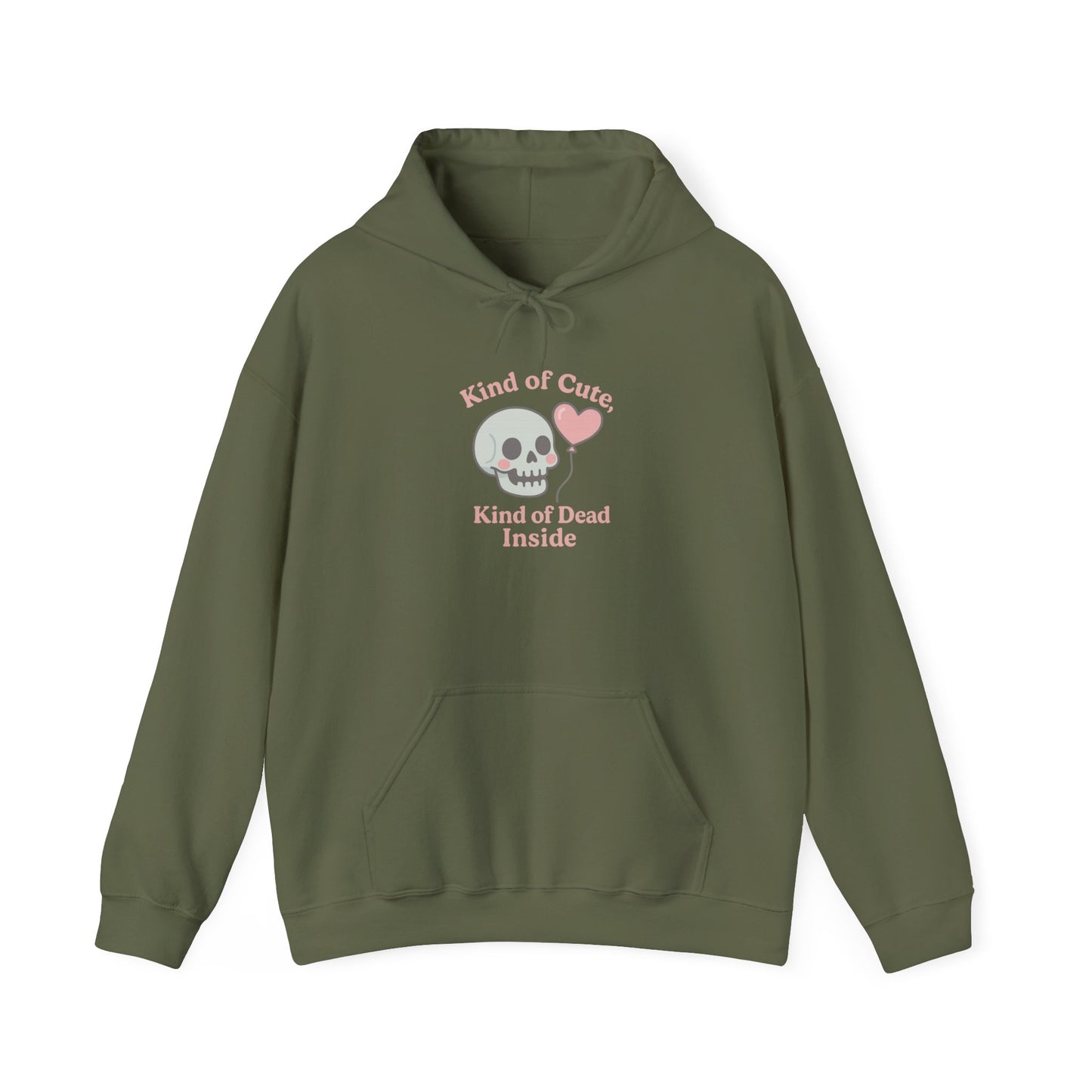 "Kinda Cute, Kinda Dead Inside" Skull/Heart Graphic Hoodie