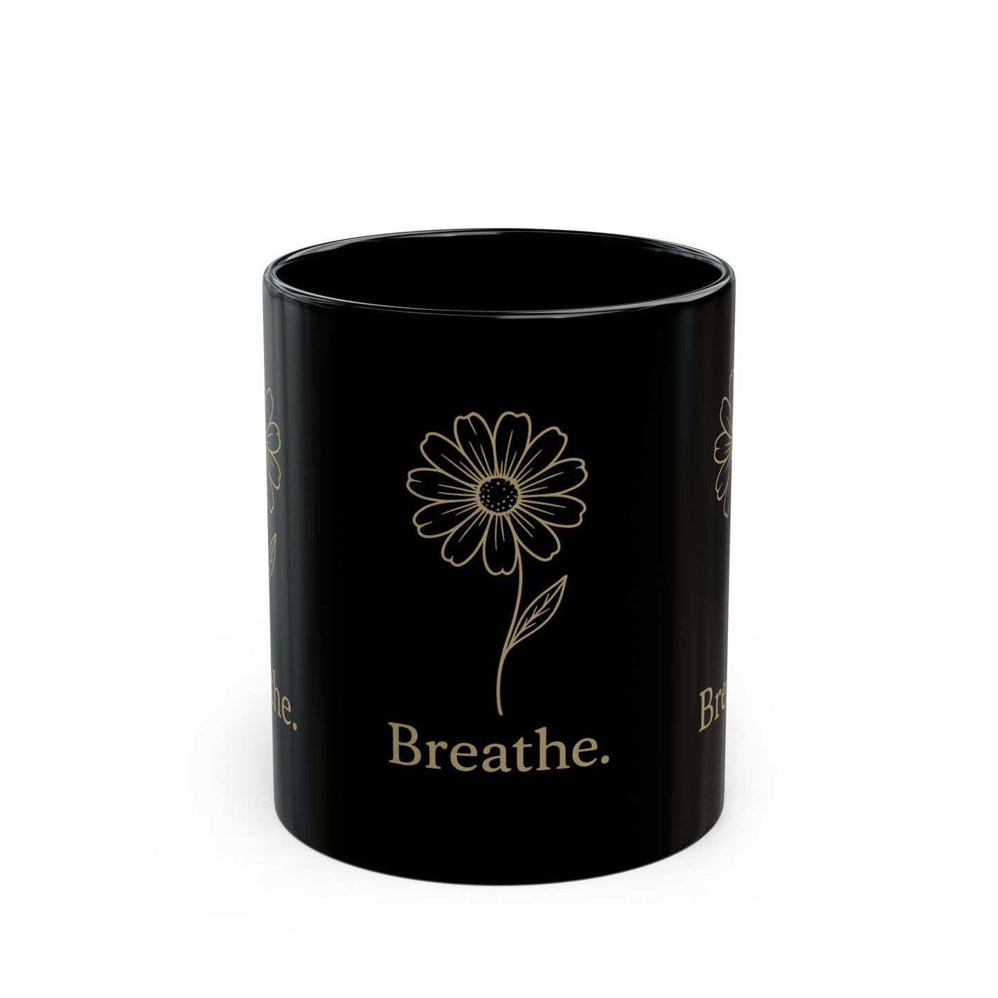 Elegant Black Mug with 'Breathe.' Design, Perfect for Relaxation, Gift for Wellness Enthusiasts, Inspirational Coffee Cup, [...]