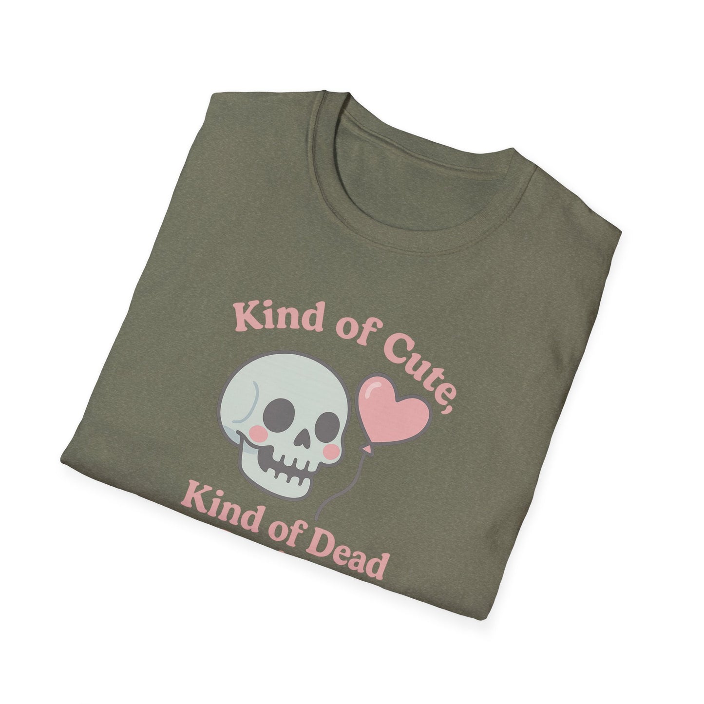 "Kinda Cute, Kinda Dead Inside" - Skull and Heart Quote T-Shirt for Her