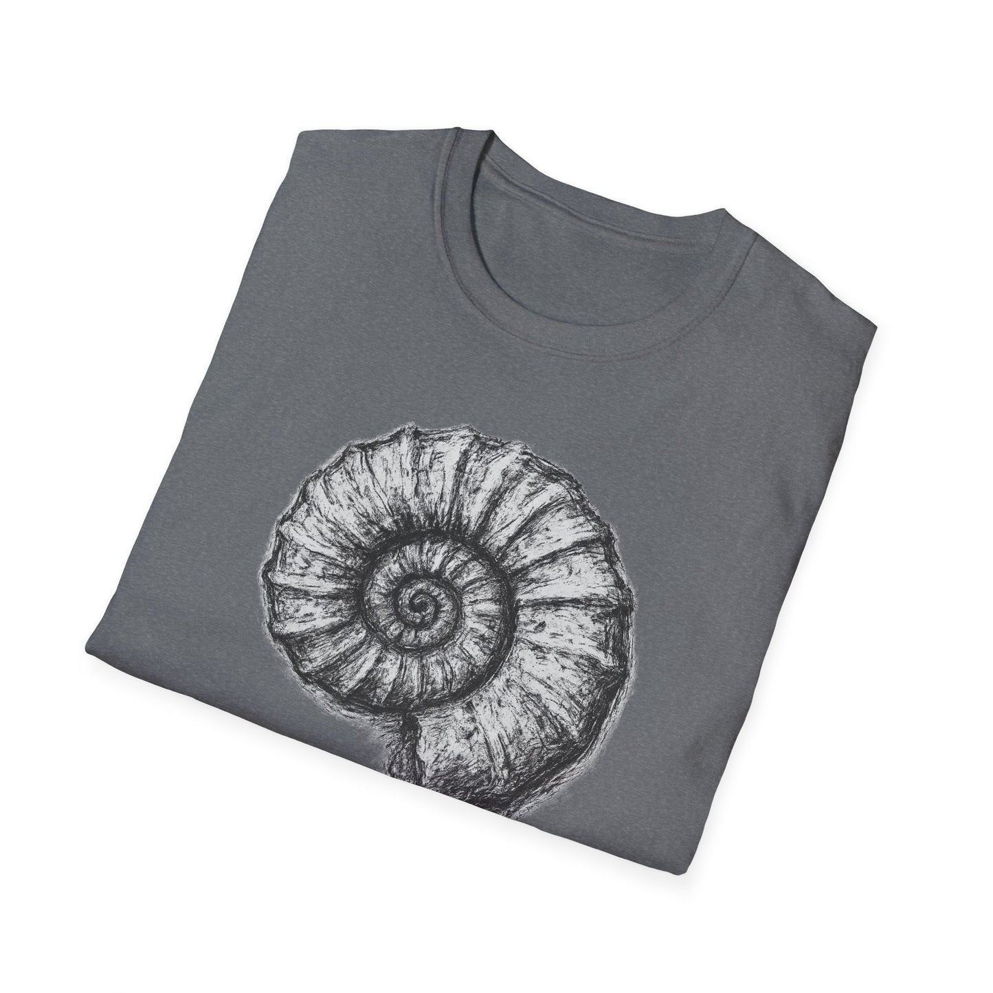 Ammonite Fossil-Inspired Graphic Tee-Shirt