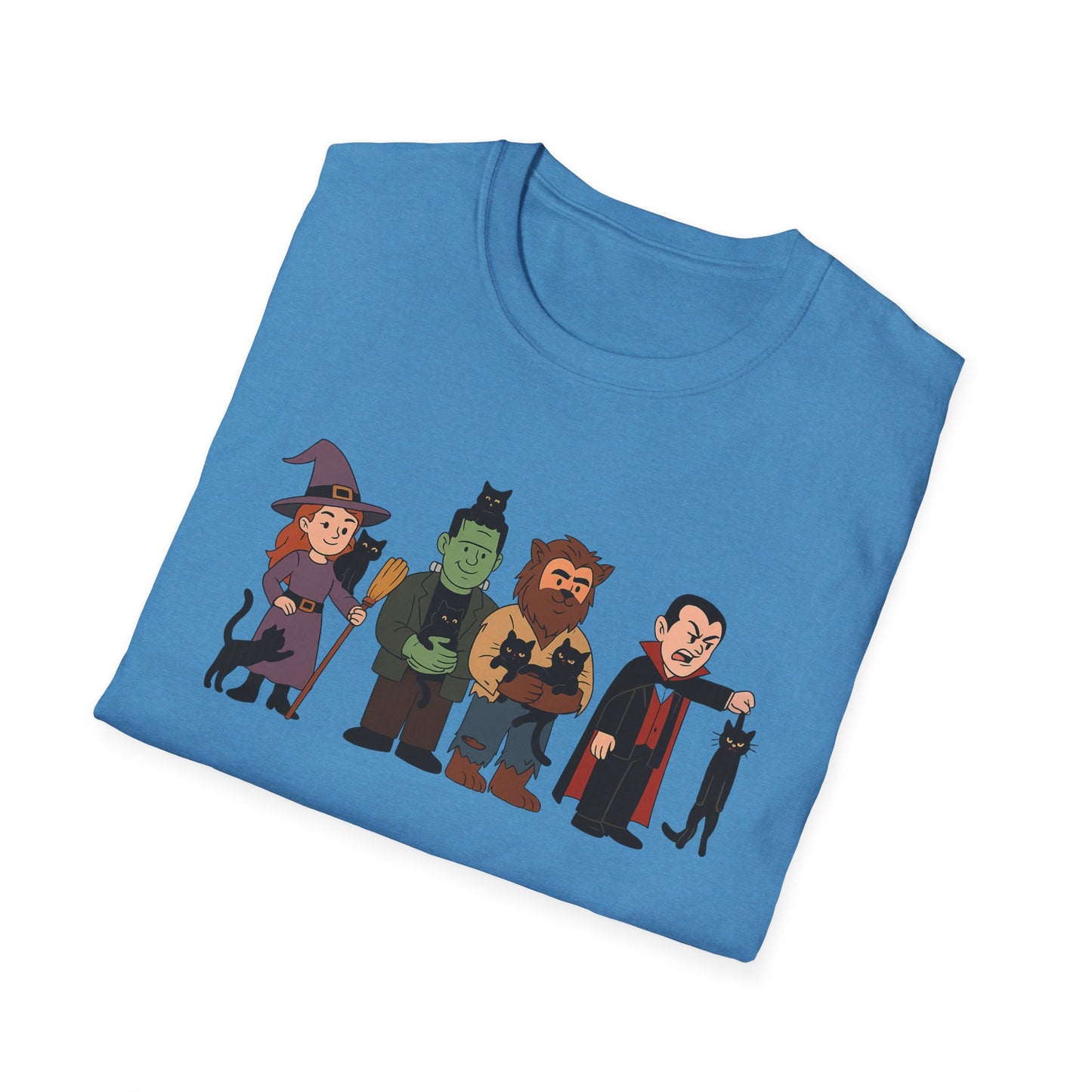 Playful Monsters Holding Cats Halloween Casual Tee-Shirt