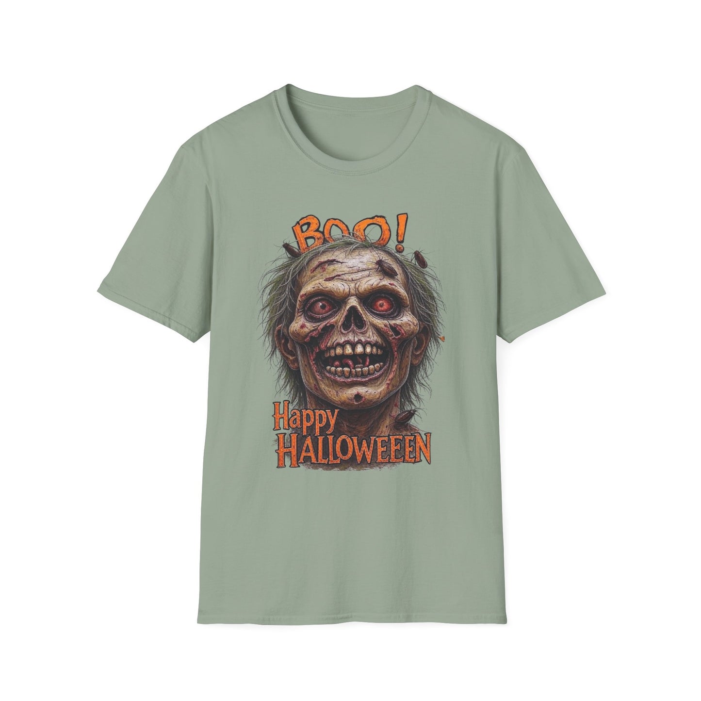 Halloween Desiccated Zombie Skull Graphic Tee-Shirt