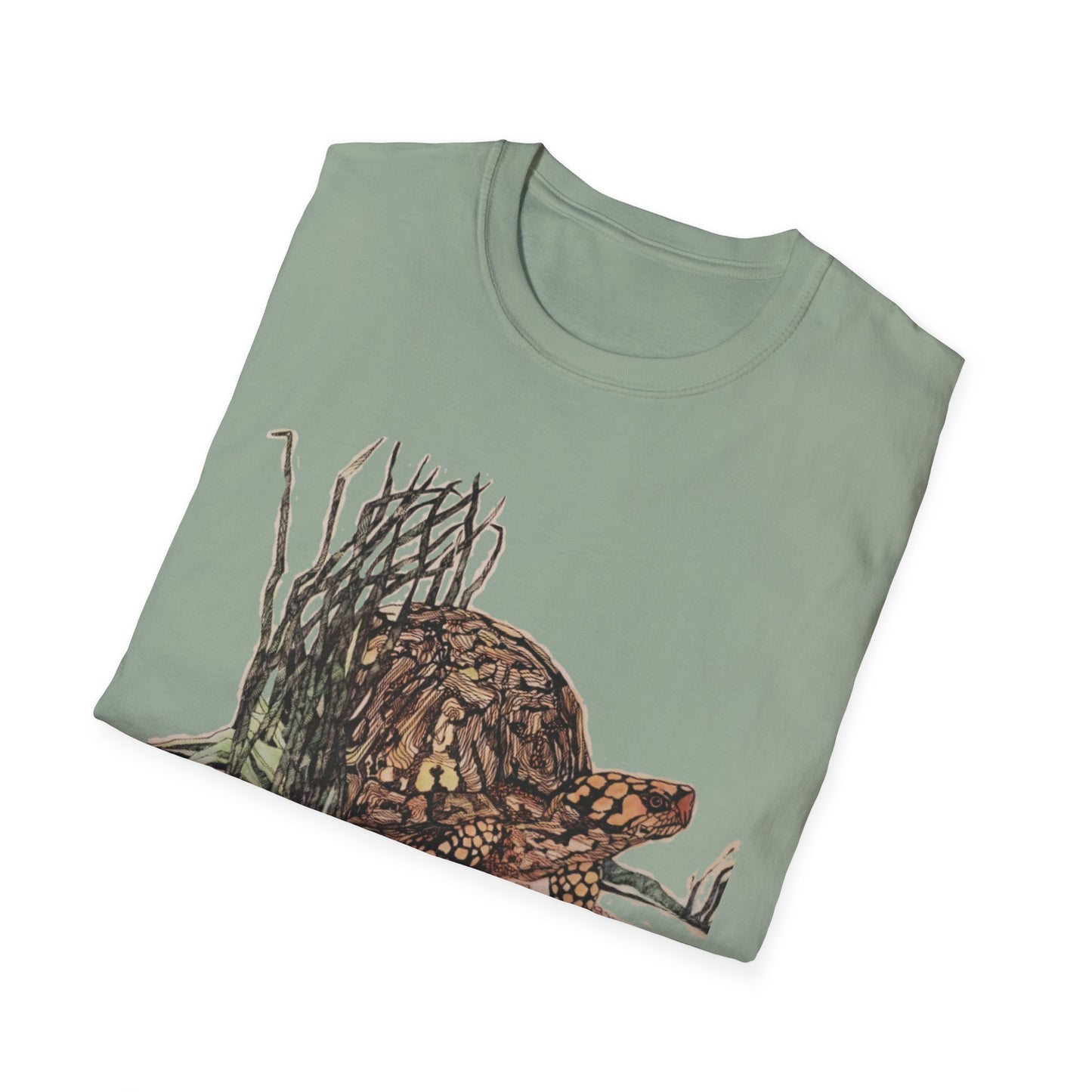 Custom Pen and Ink Artwork, Nature Scene Tee-Shirt - "Turtle Run"