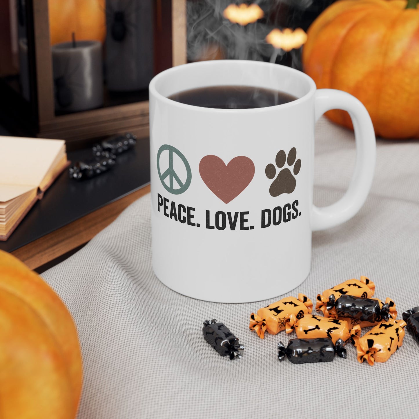 Peace, Love, Dogs Ceramic Mug – Perfect Gift for Dog Lovers, Animal Lovers, Pet Owners, Coffee Enthusiasts, Cozy Mornings