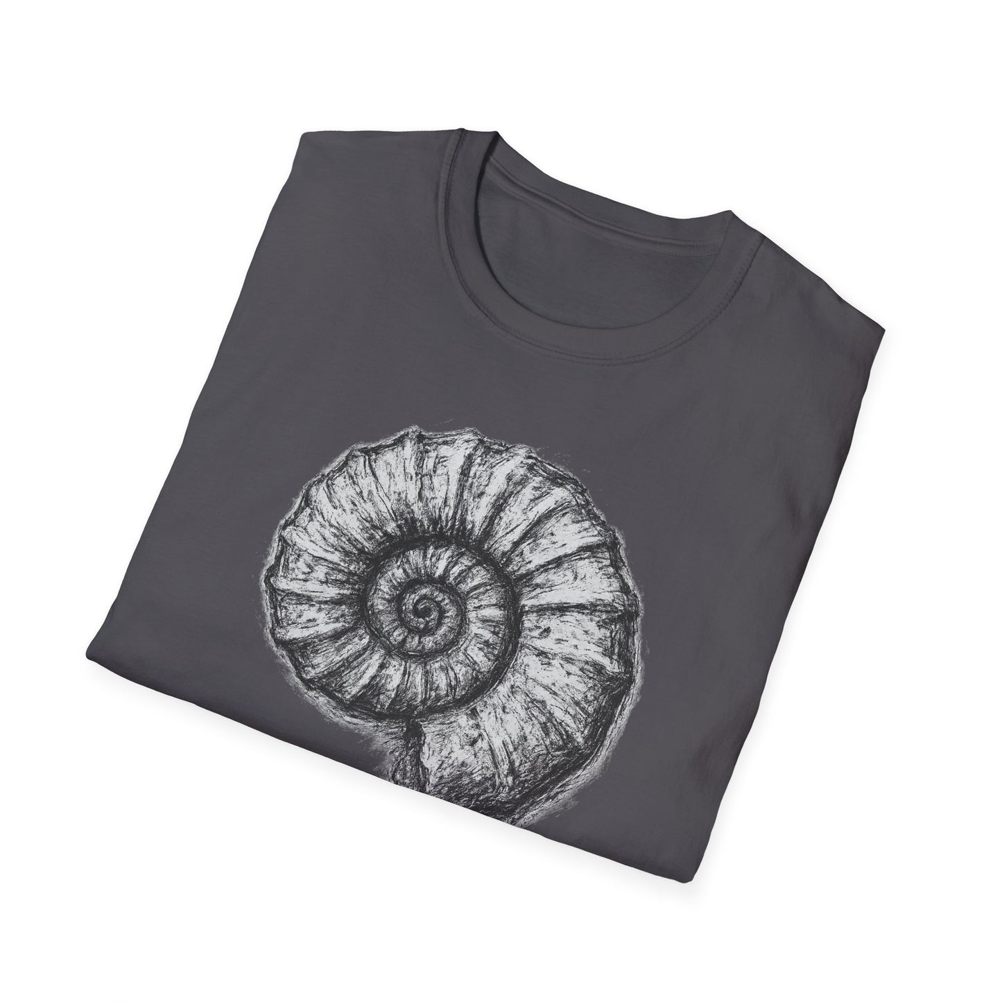 Ammonite Fossil-Inspired Graphic Tee-Shirt