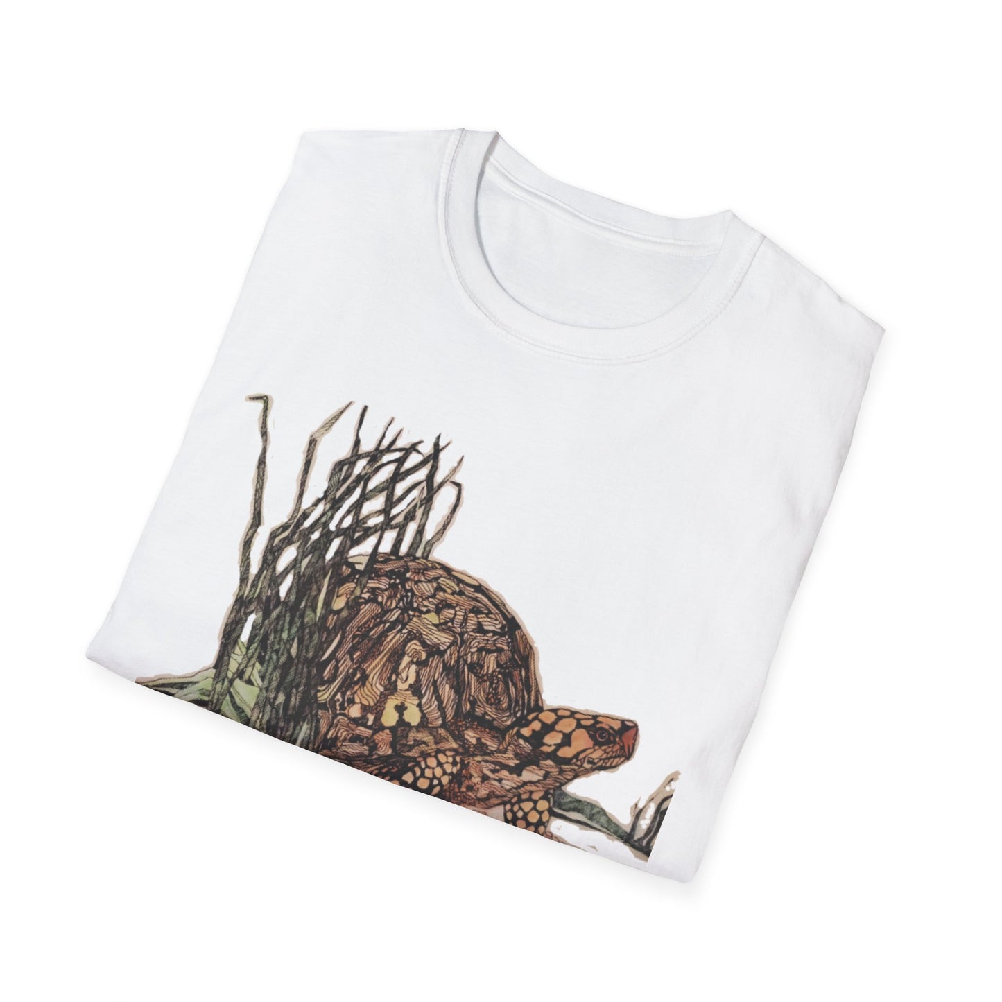 Custom Pen and Ink Artwork, Nature Scene Tee-Shirt - "Turtle Run"