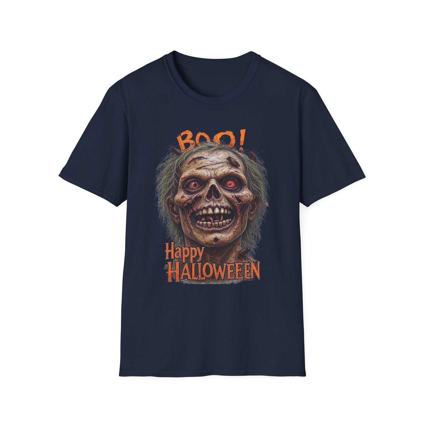 Halloween Desiccated Zombie Skull Graphic Tee-Shirt