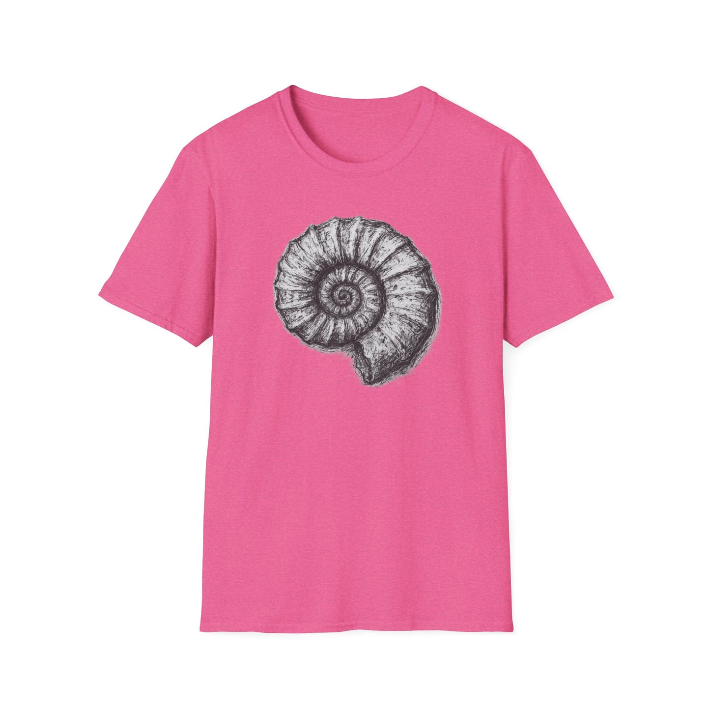 Ammonite Fossil-Inspired Graphic Tee-Shirt