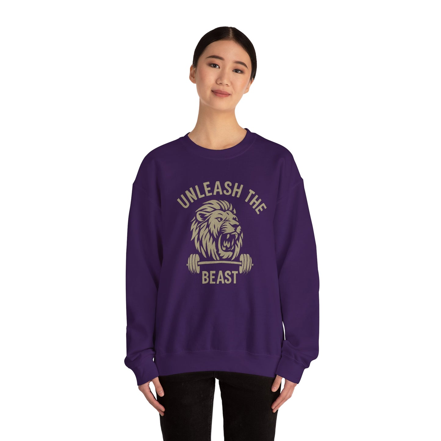 Grit Forge Athletics - Unleash the Beast Motivational Crewneck Sweatshirt