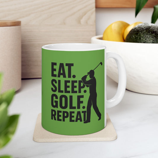 Golf-Inspired Ceramic Mug, Coffee Lover Gift, Green Mug for Golf Enthusiasts, Funny Golfer Humor, 11oz/15oz