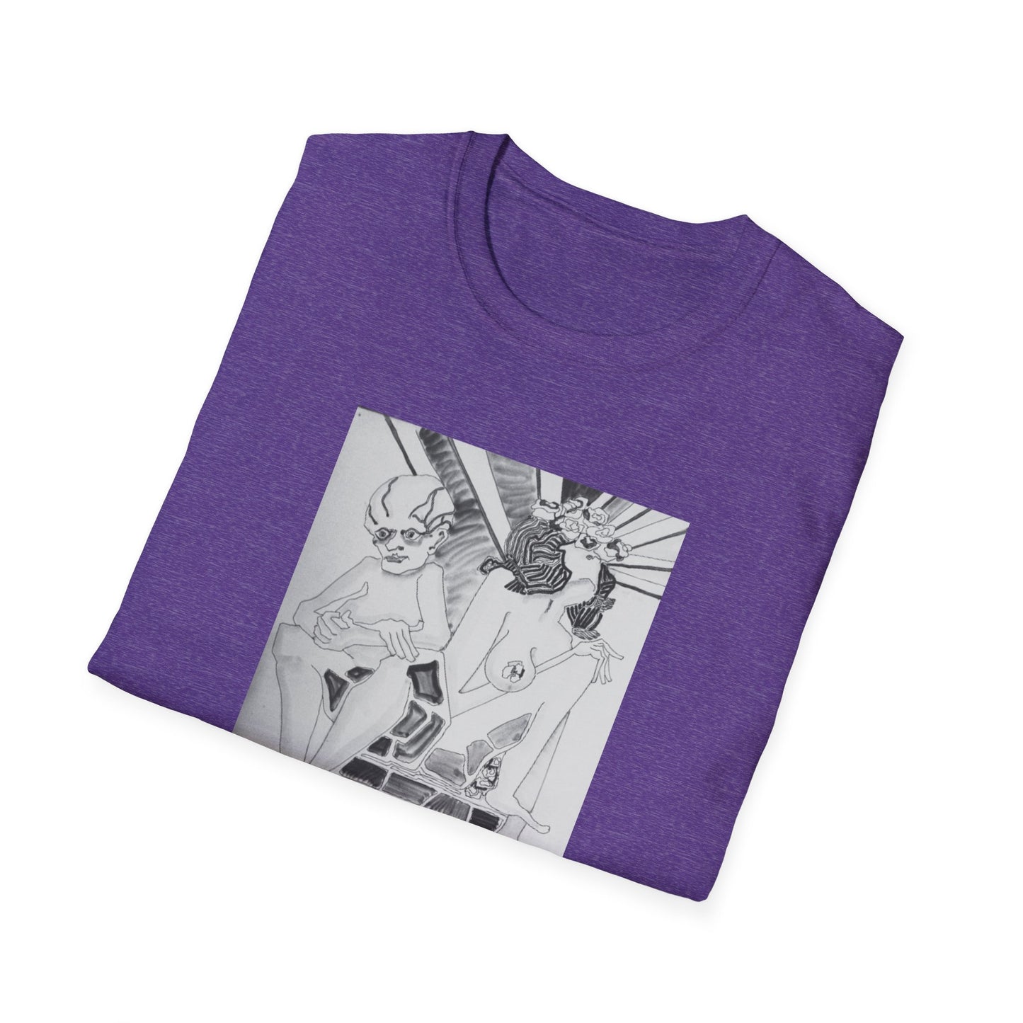Authentic 1960s Pen and Ink Graphic Tee-Shirt - "Quest for a Smile"