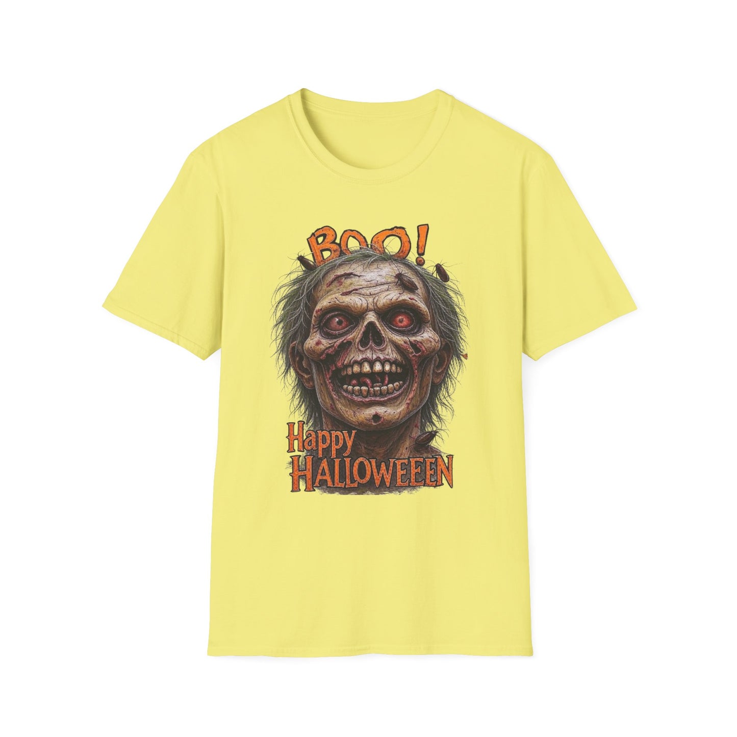 Halloween Desiccated Zombie Skull Graphic Tee-Shirt