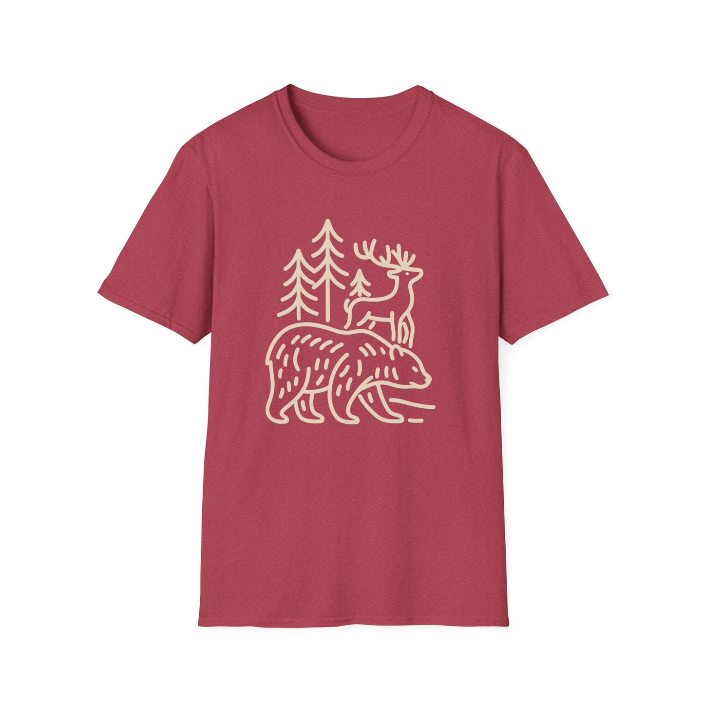 Deer, Bear, Nature, Hiking Wild Animal Graphic Tee for Outdoor Lovers