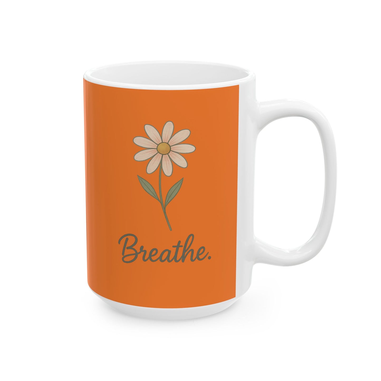 Vibrant Ceramic Mug with Inspirational Quote, Breathe Coffee Cup, Gift for Tea Lovers, Motivational Drinkware, Fall Collection