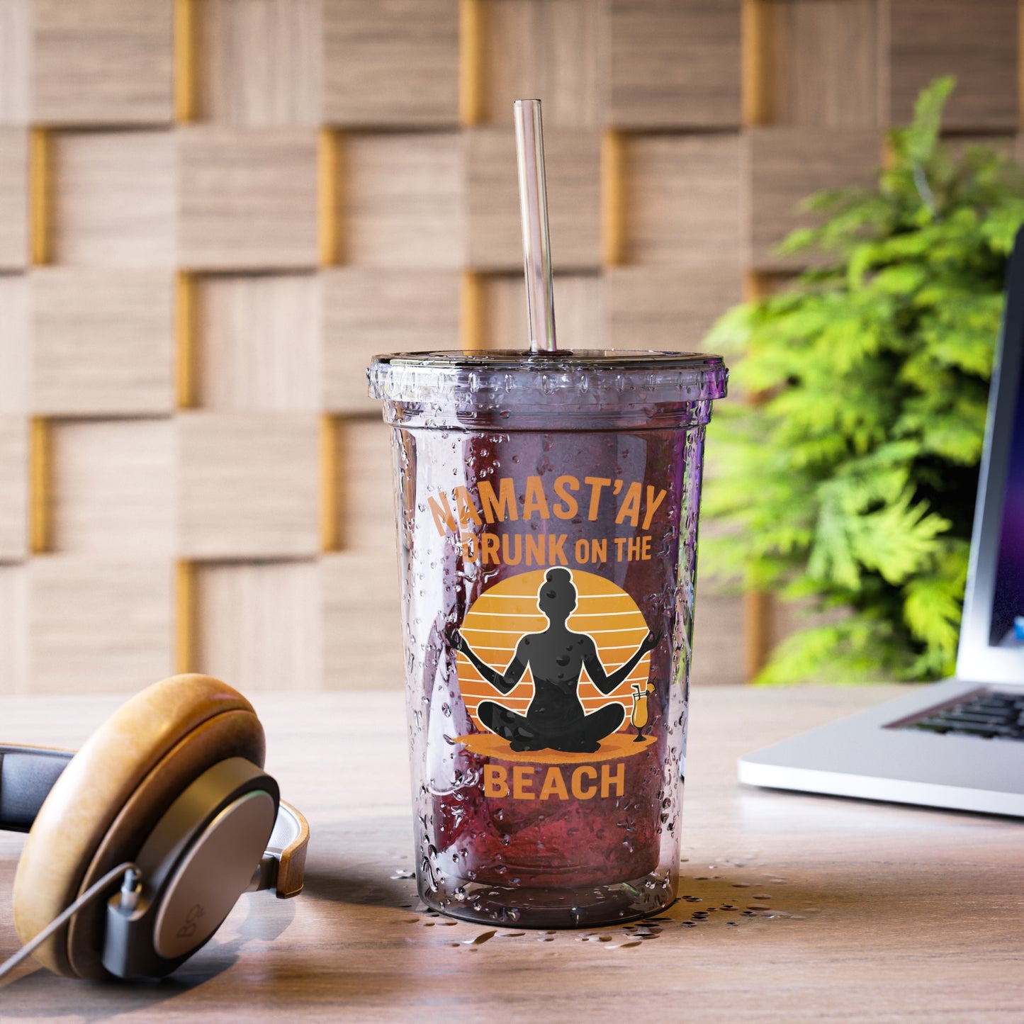 Beach Vibes Acrylic Cup, Summer Drinkware, Namast'ay Travel Cup, Yoga Lovers Gifts, Fun Party Accessories, Outdoor Sipping Cup