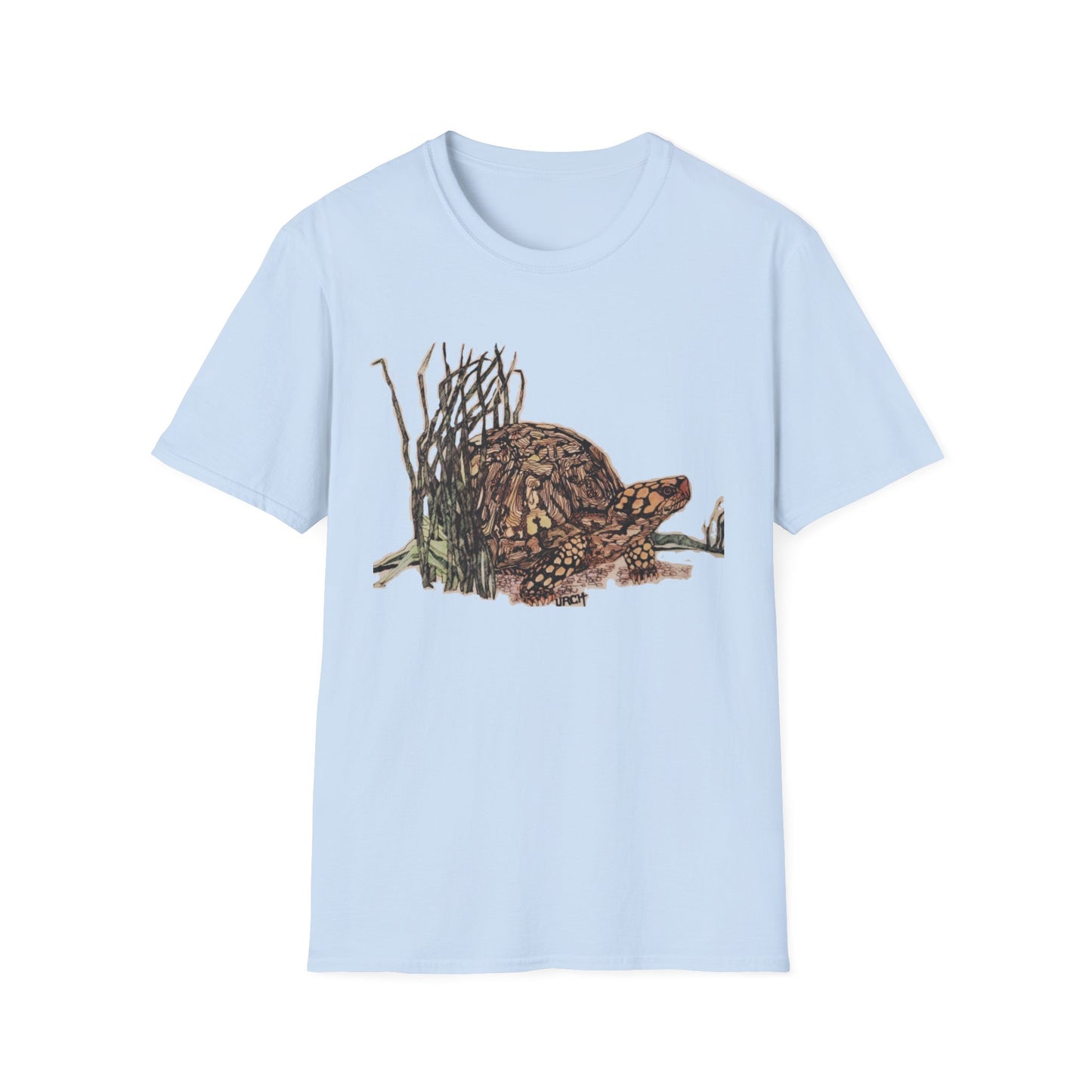 Custom Pen and Ink Artwork, Nature Scene Tee-Shirt - "Turtle Run"