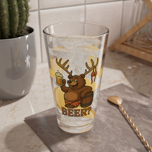 Funny Beer Mixing Glass, 16oz Beer Lover Gift, Craft Beer Glass, Unique Barware, Cute Animal Design, Perfect for Parties