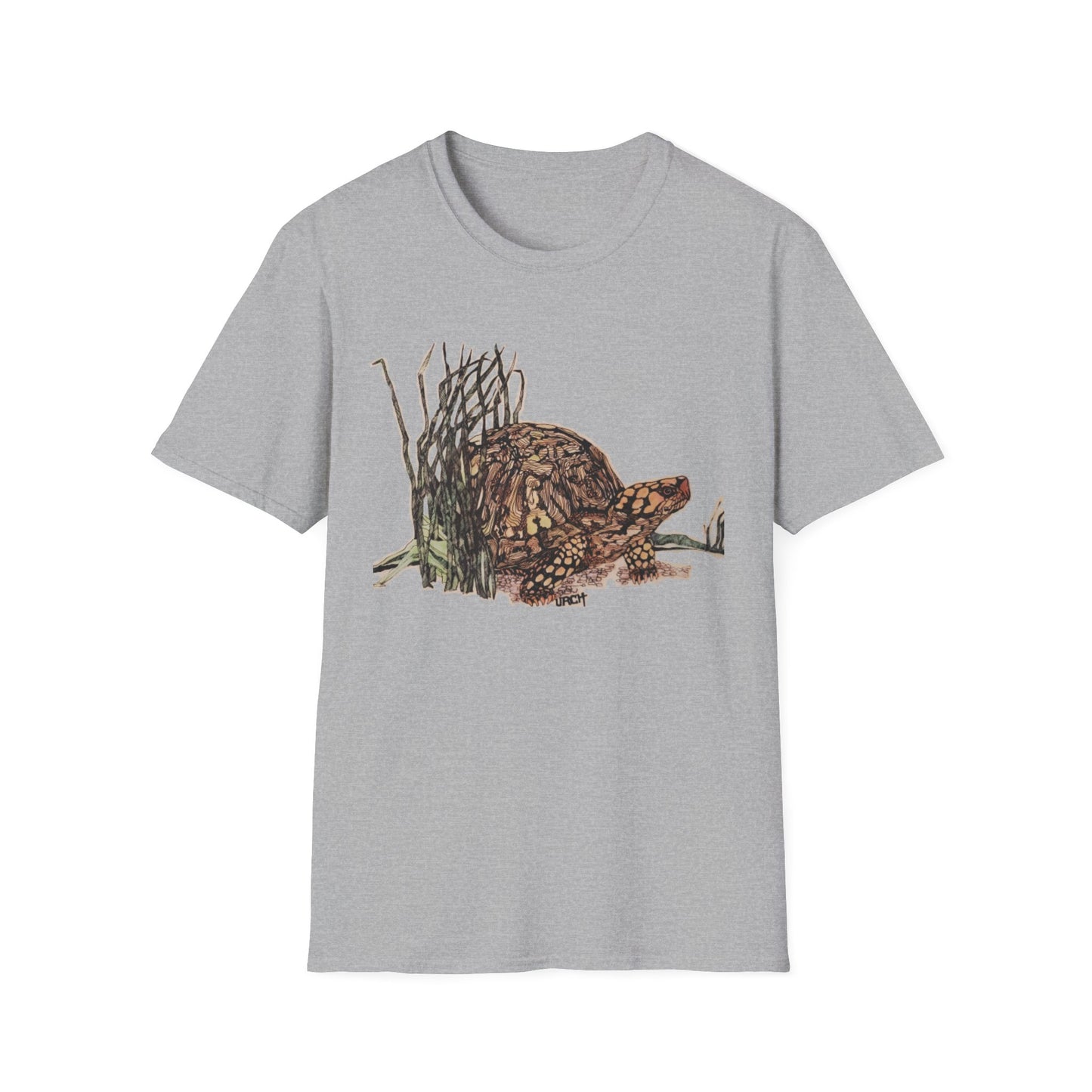 Custom Pen and Ink Artwork, Nature Scene Tee-Shirt - "Turtle Run"