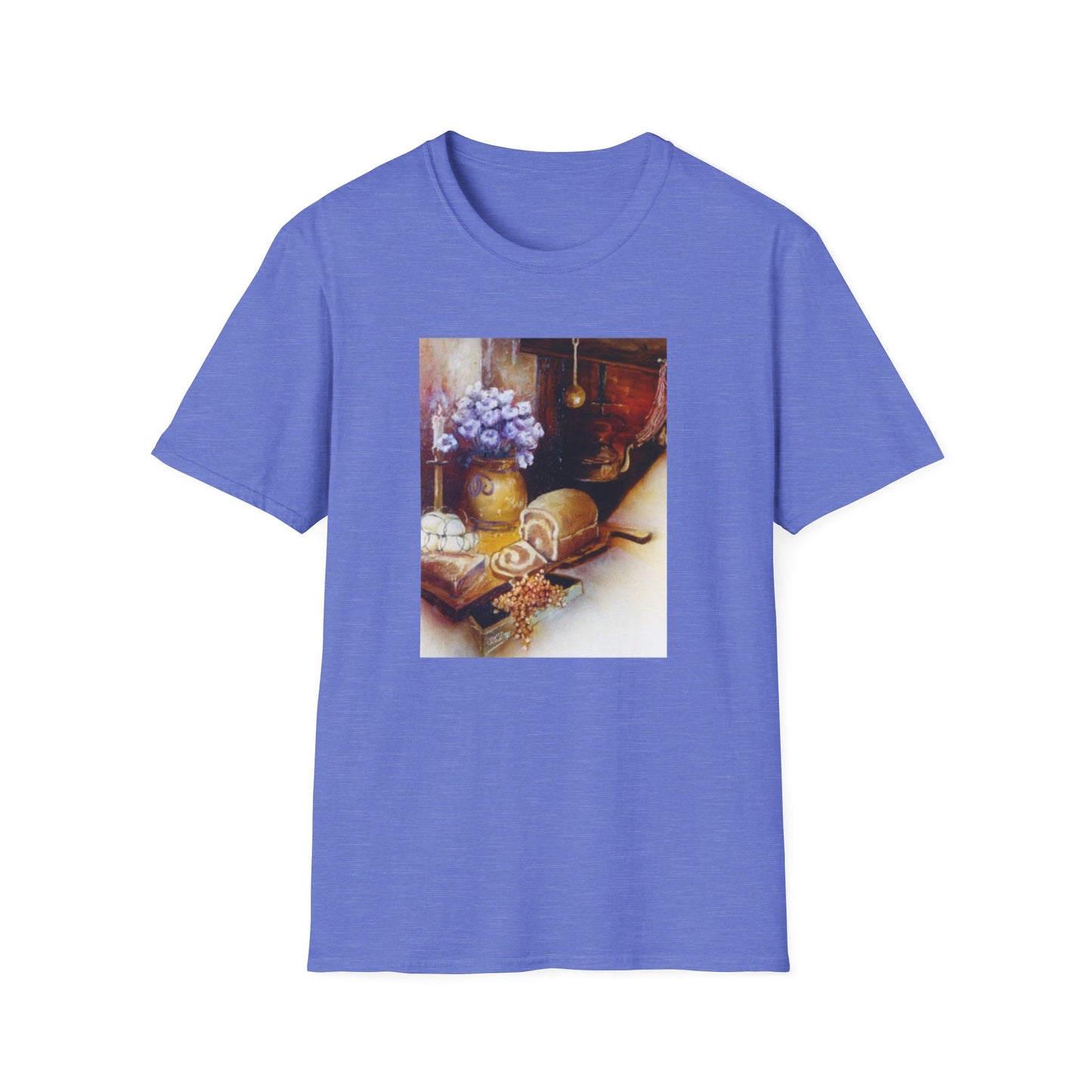 Charming 1960s-Era Original Art Tee Shirt - "Countryside Hearth"