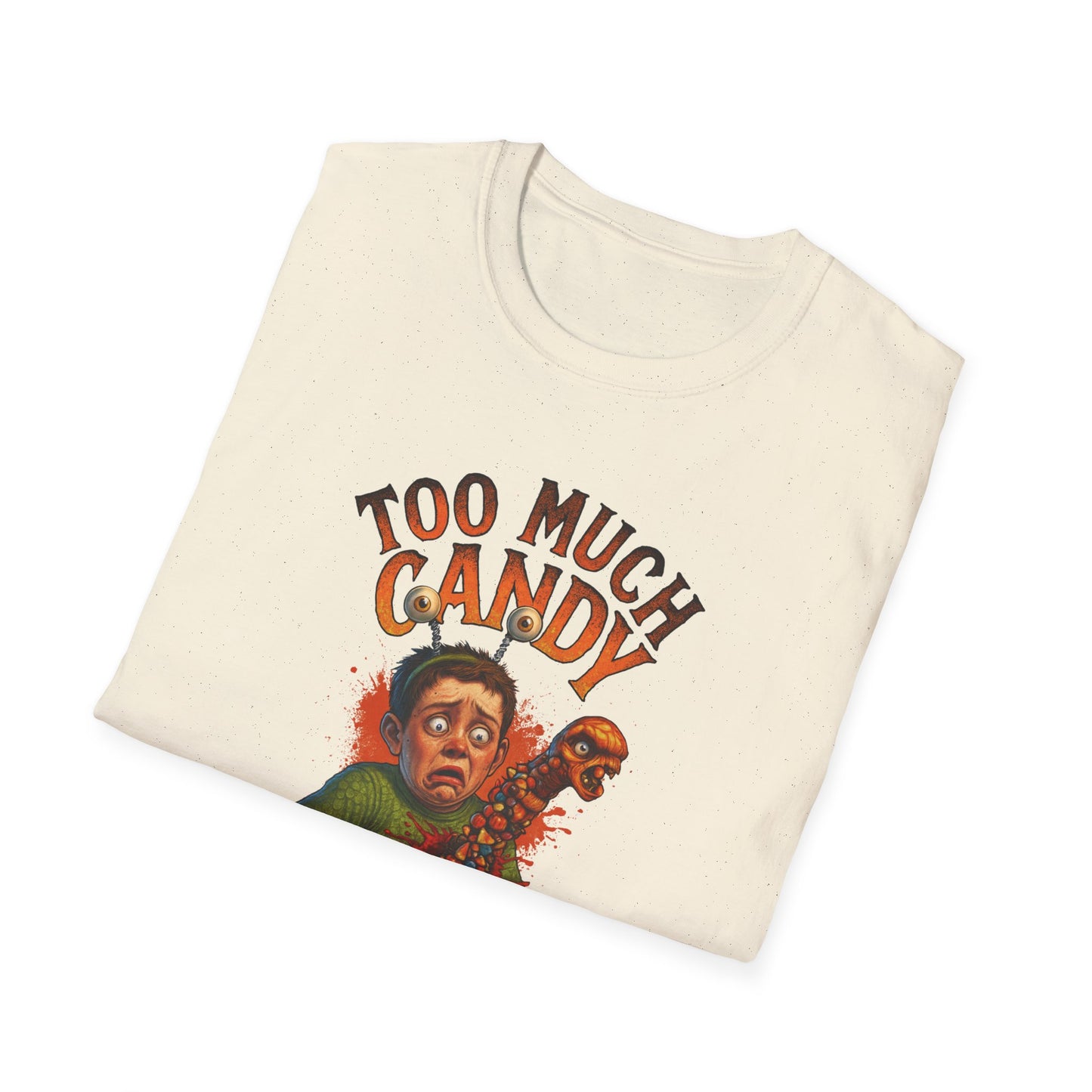 Halloween Alien Chest Buster "Too Much Candy" Graphic Tee Shirt