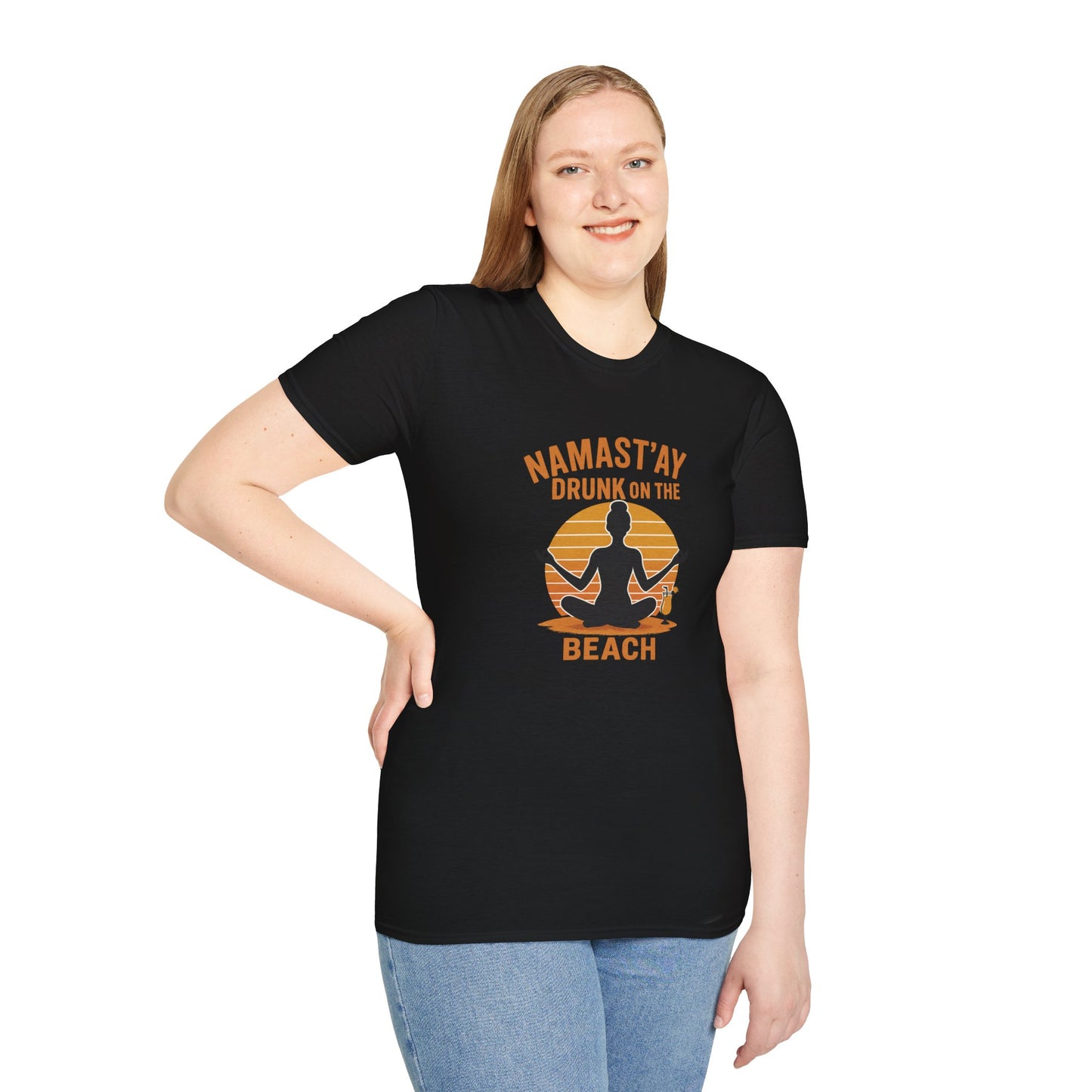 "Namast'ay Drunk on the Beach" Comedic Party Tee-Shirt