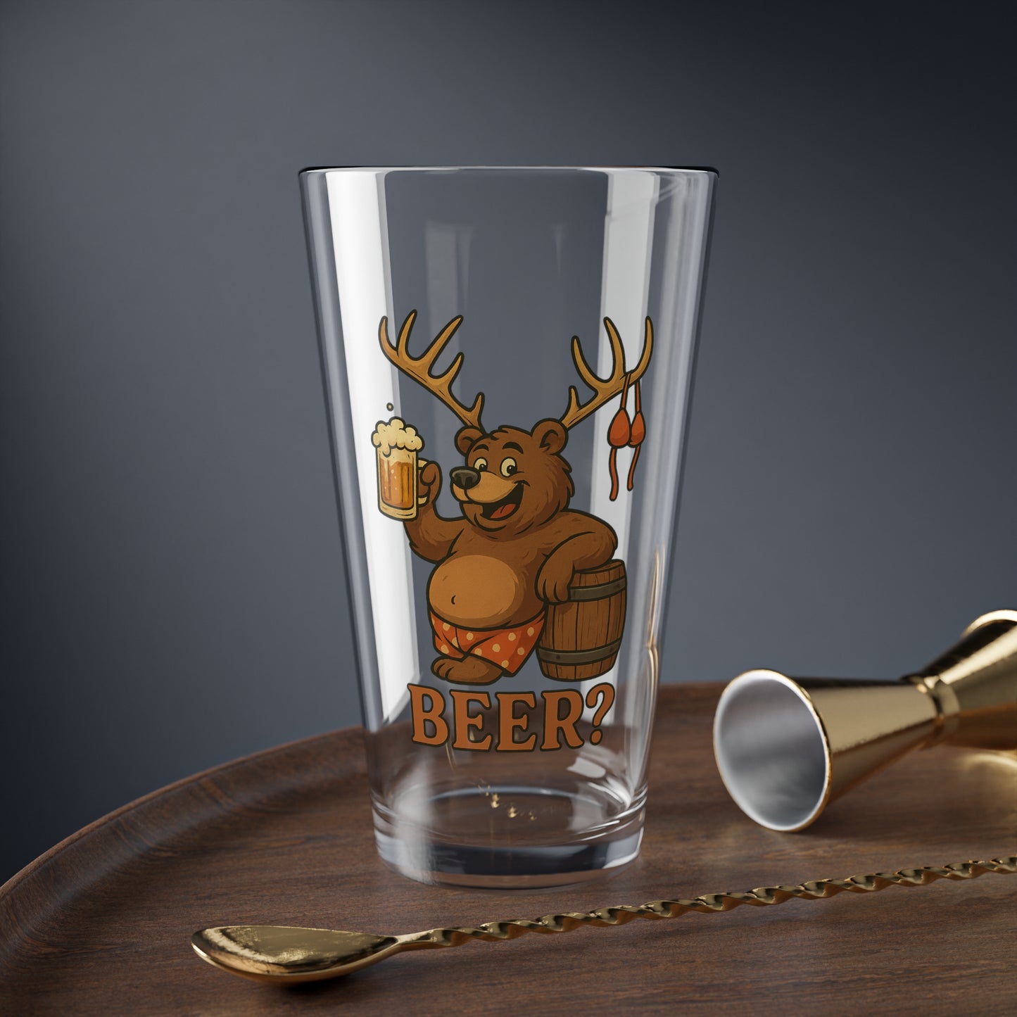 Funny Beer Mixing Glass, 16oz Beer Lover Gift, Craft Beer Glass, Unique Barware, Cute Animal Design, Perfect for Parties