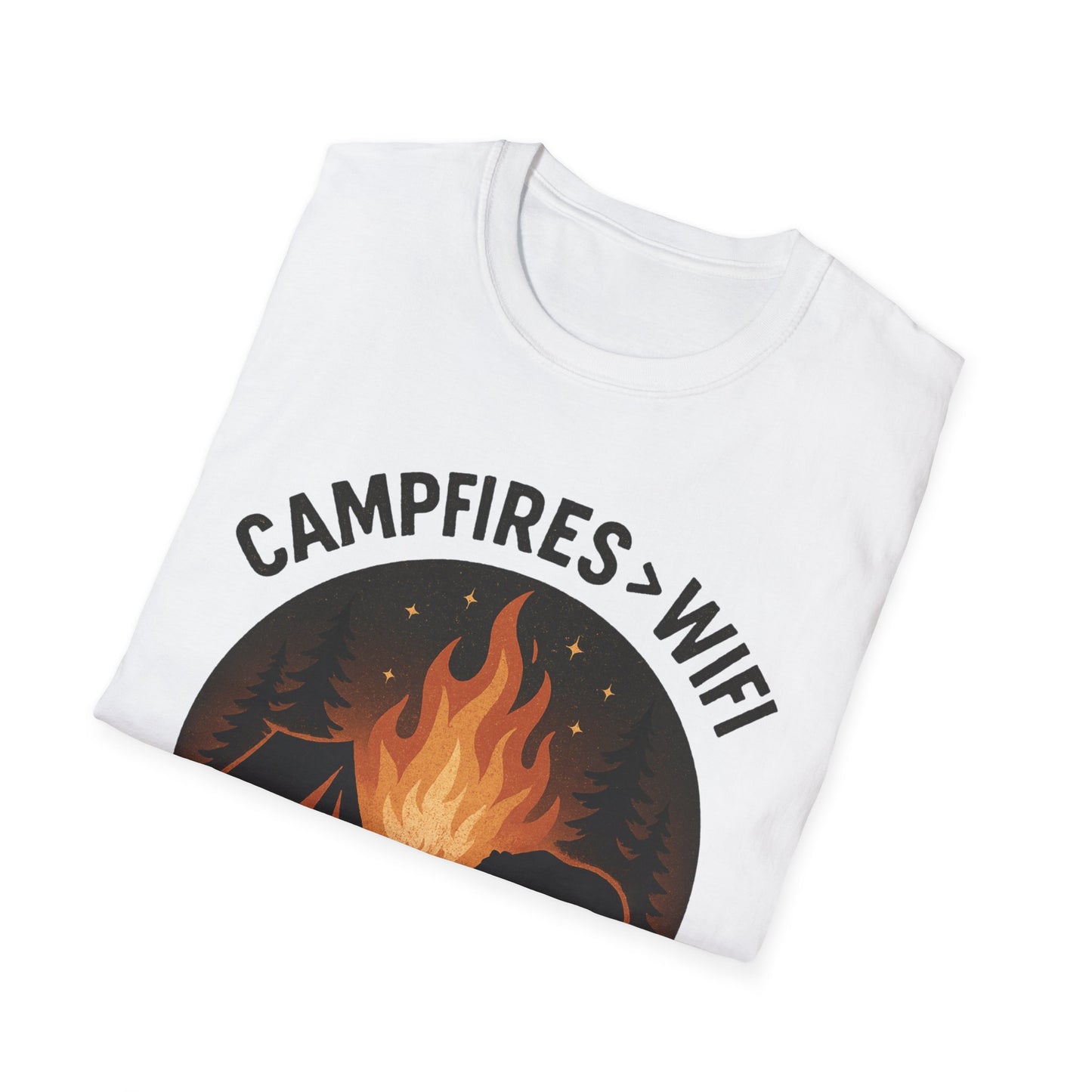 Campfire Over Wifi Vibes Graphic Tee-Shirt