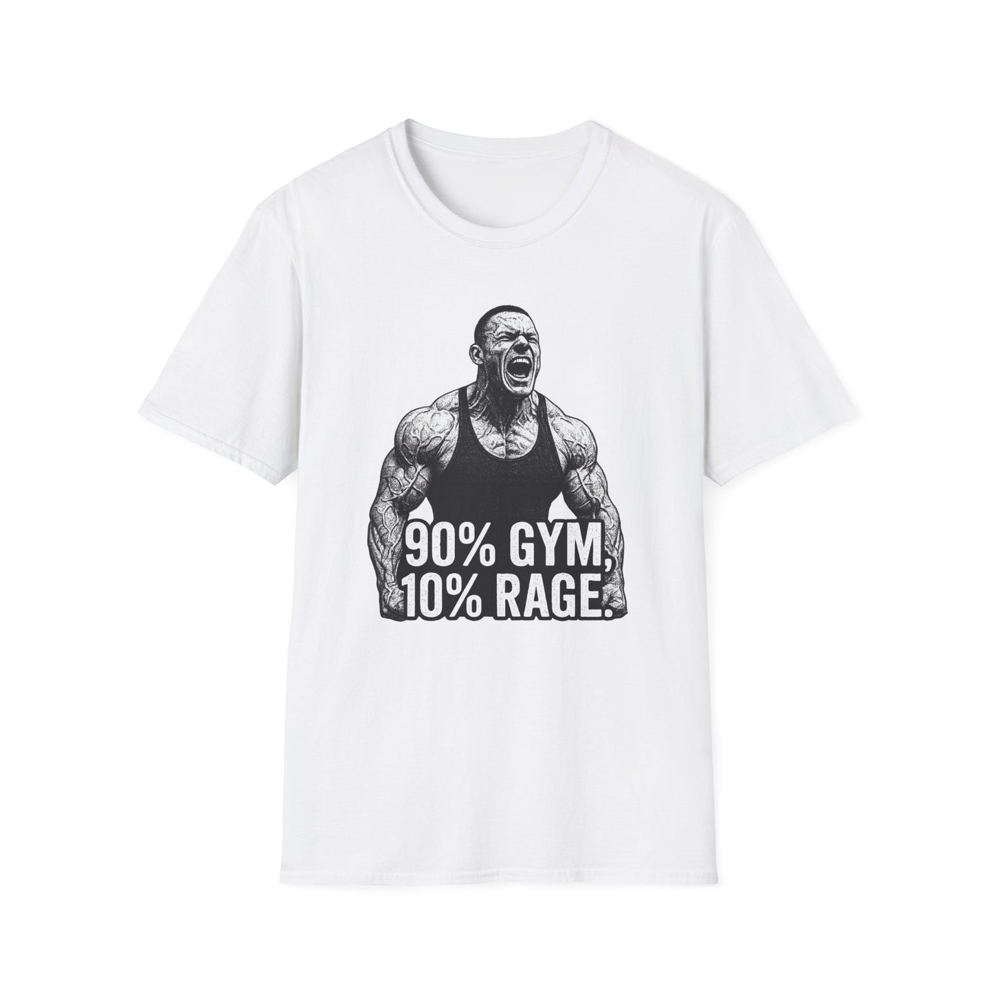 Grit Forge Athletics - "90% Gym, 10% Rage" Men's Bodybuilding Tee-Shirt