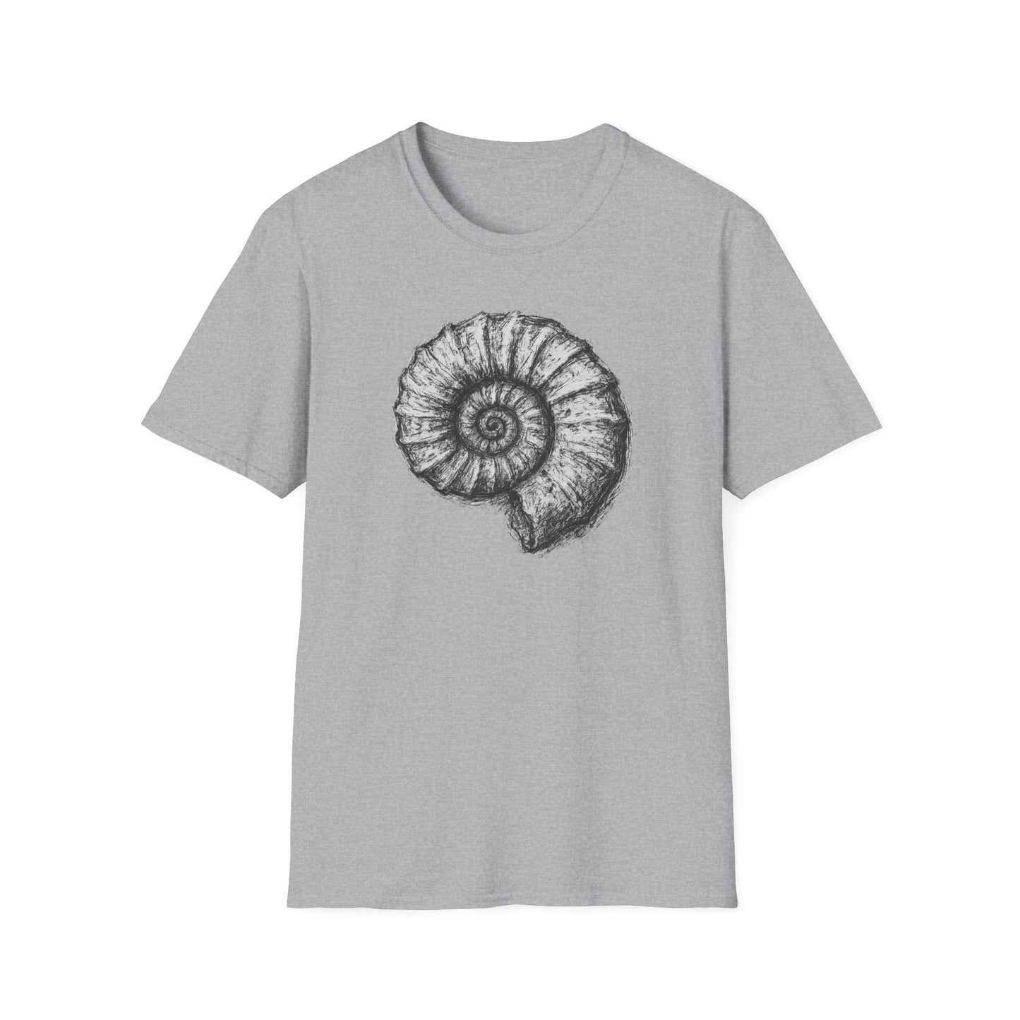 Ammonite Fossil-Inspired Graphic Tee-Shirt