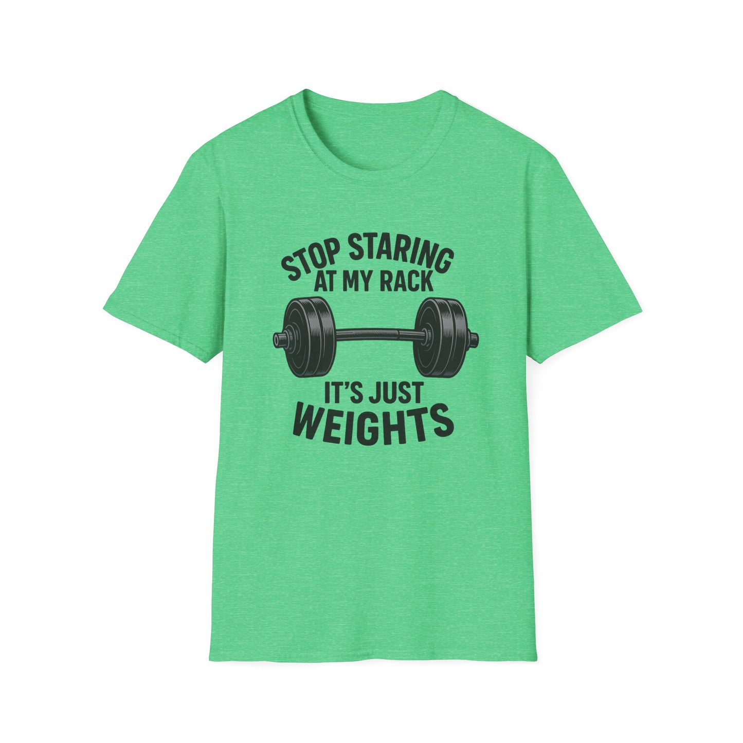 Grit Forge Athletics - "Stop Staring at My Rack" Women's Softstyle Tee-Shirt for Gym Lovers