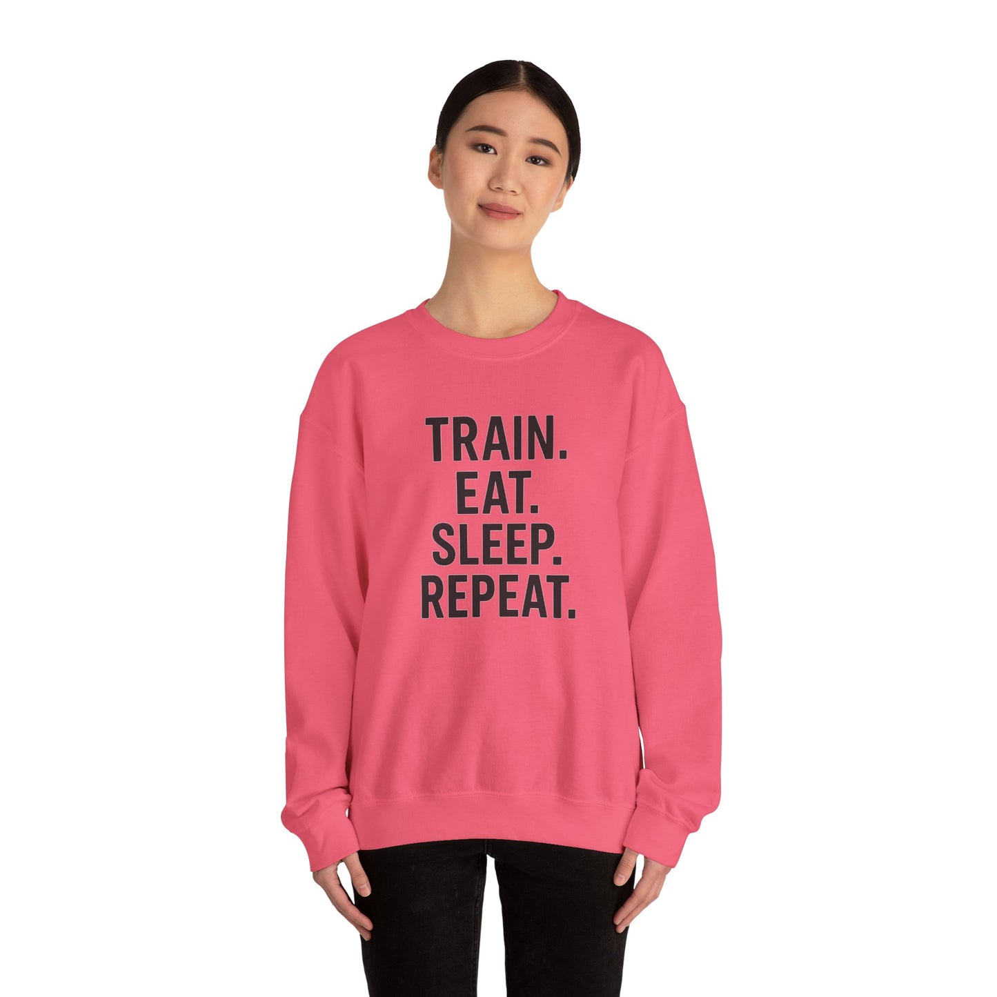 Grit Forge Athletics - "Train. Eat. Sleep. Repeat." Motivational Crewneck Sweatshirt
